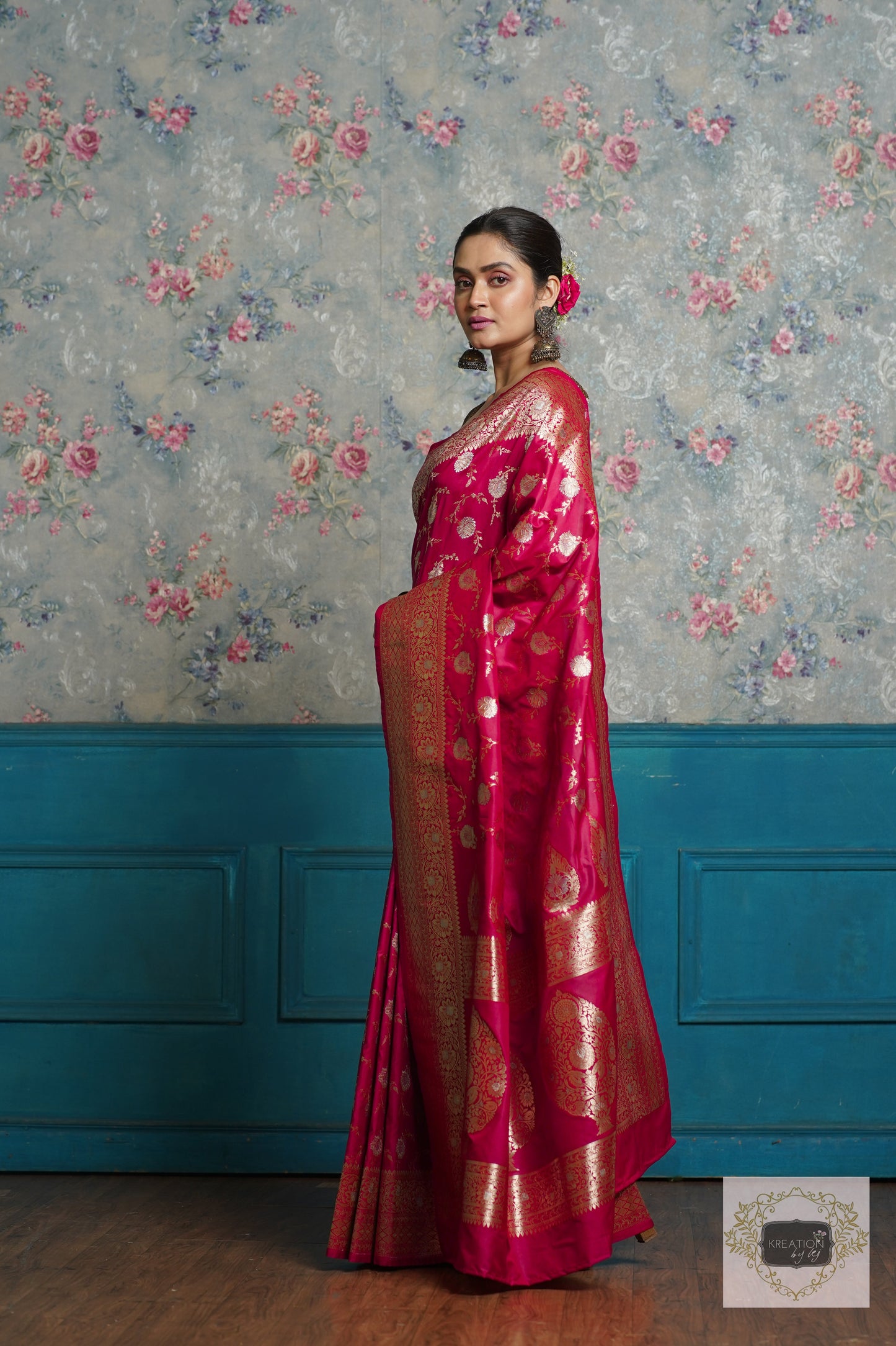 Maroon Banarasi Silk Saree For Bride kreationbykj