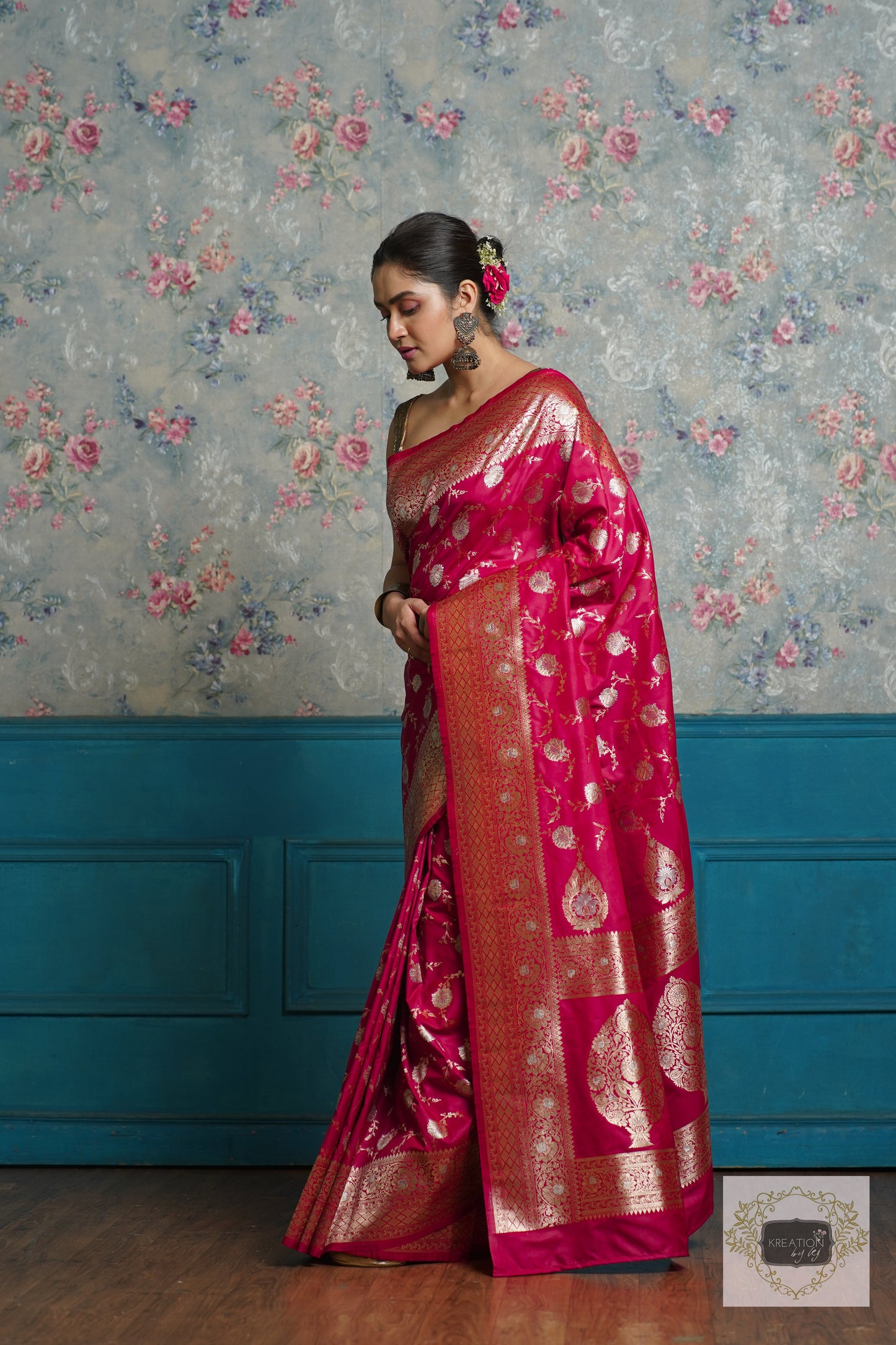 Maroon Banarasi Silk Saree For Bride kreationbykj