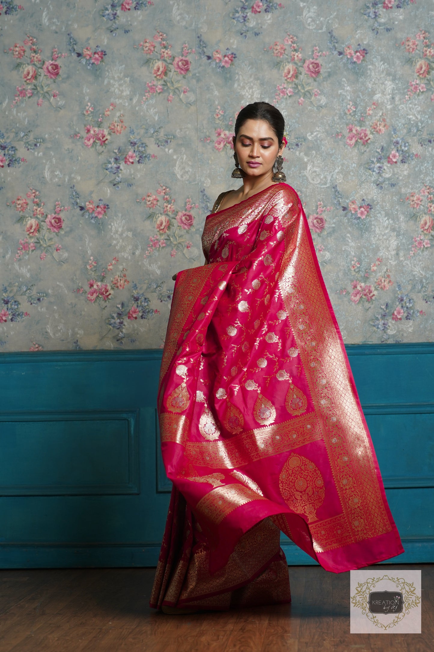 Maroon Banarasi Silk Saree For Bride kreationbykj