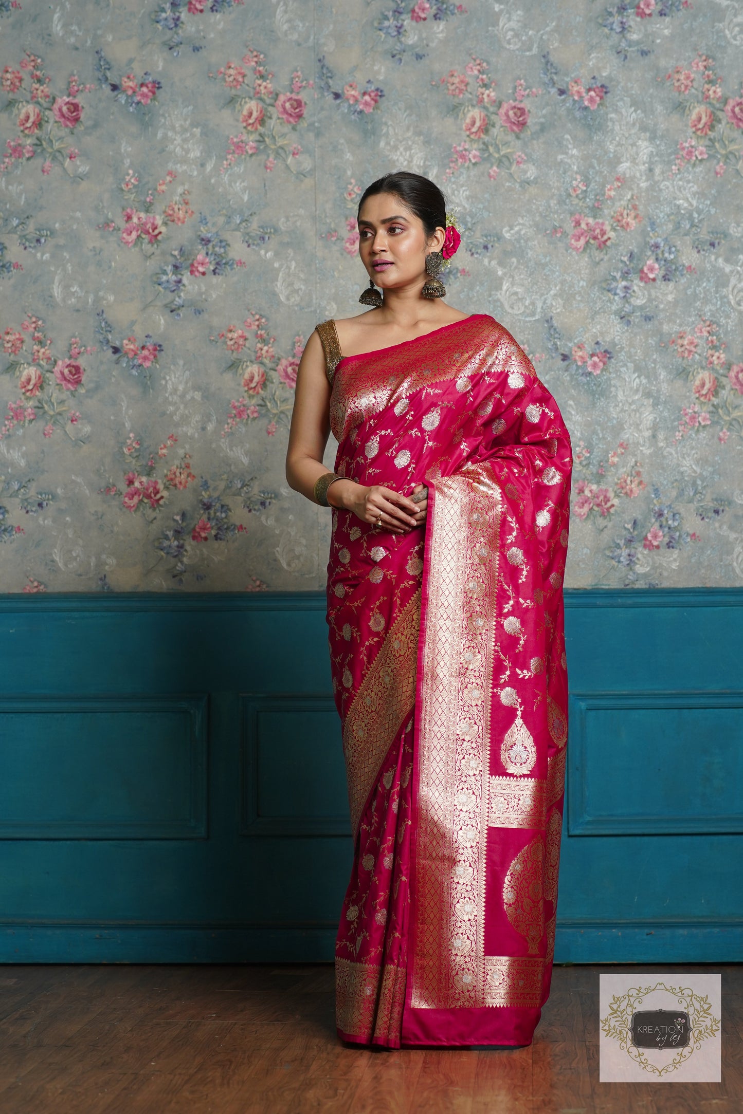 Maroon Banarasi Silk Saree For Bride kreationbykj