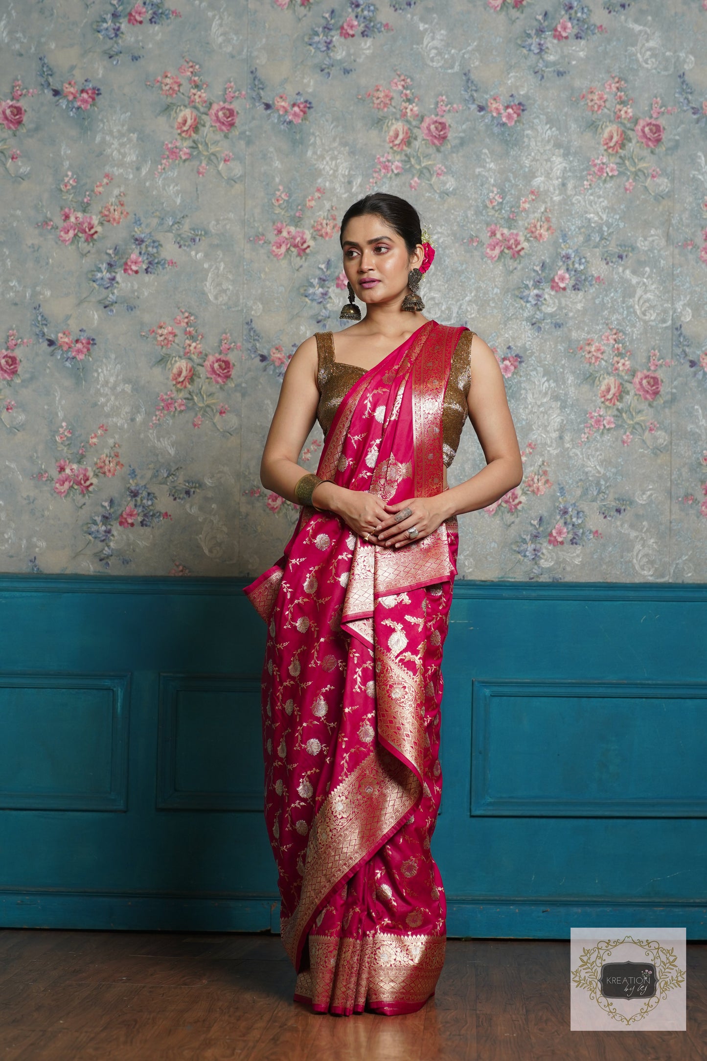 Maroon Banarasi Silk Saree For Bride kreationbykj