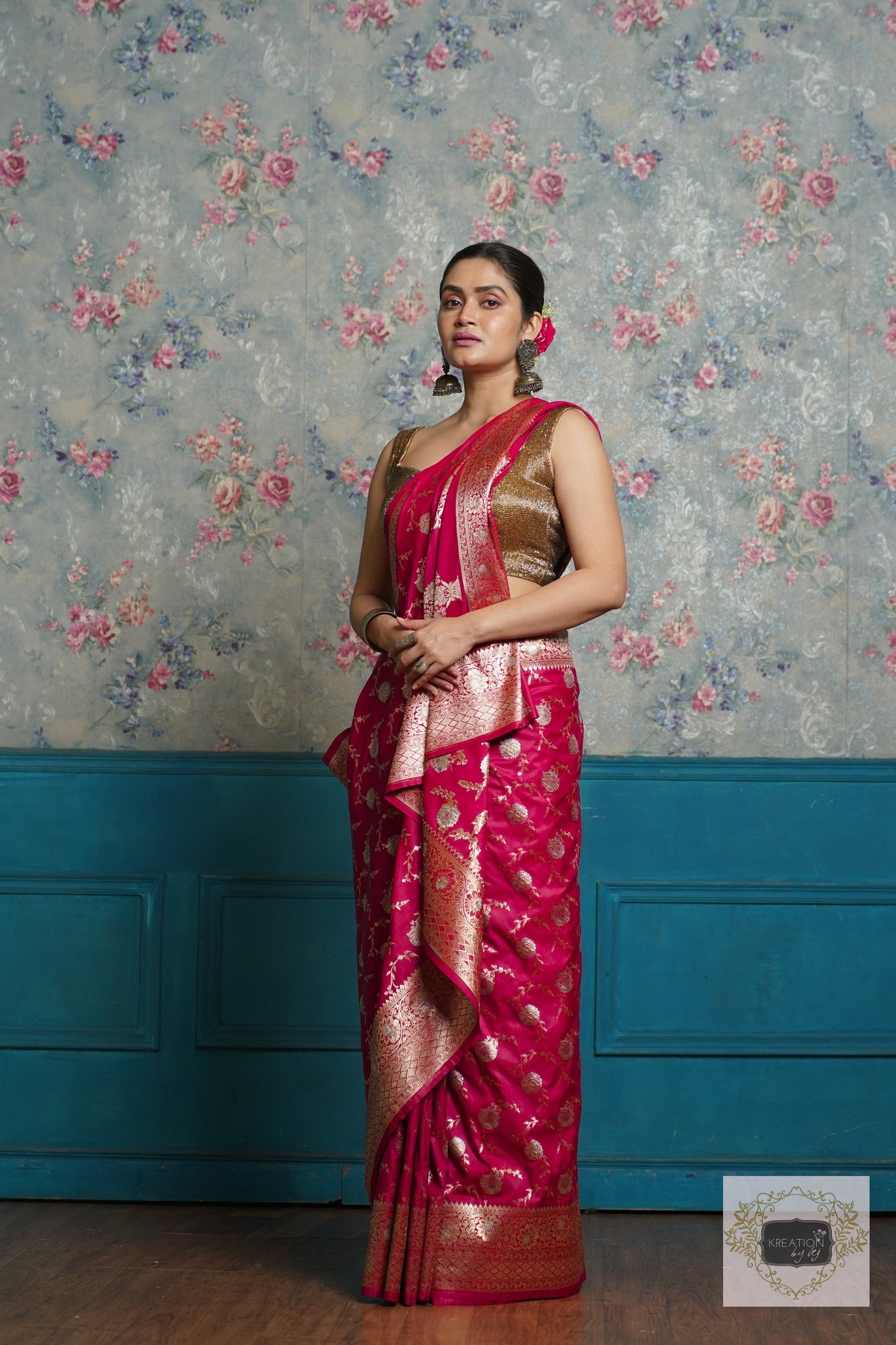 Maroon Banarasi Silk Saree For Bride kreationbykj