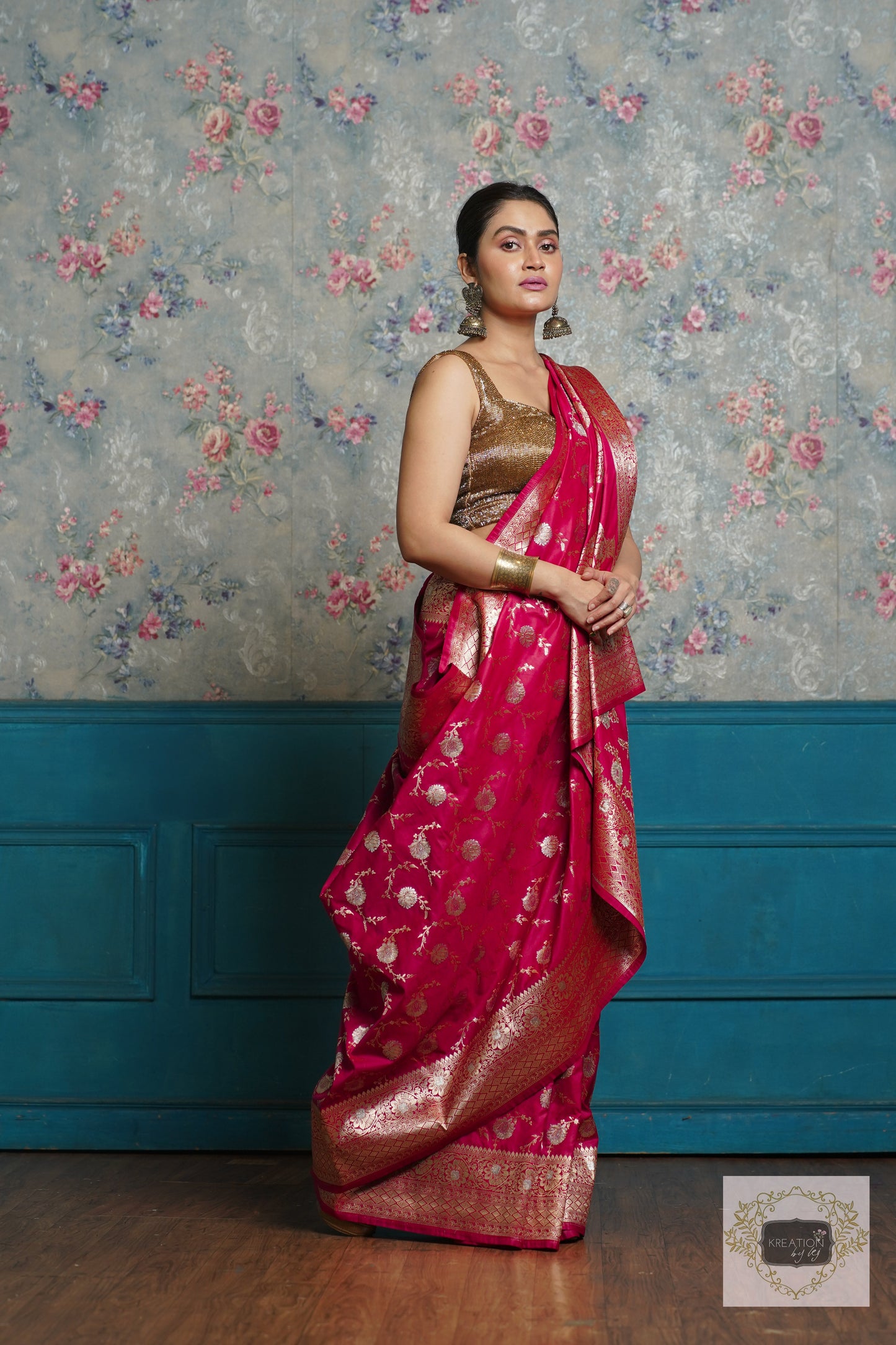 Maroon Banarasi Silk Saree For Bride kreationbykj