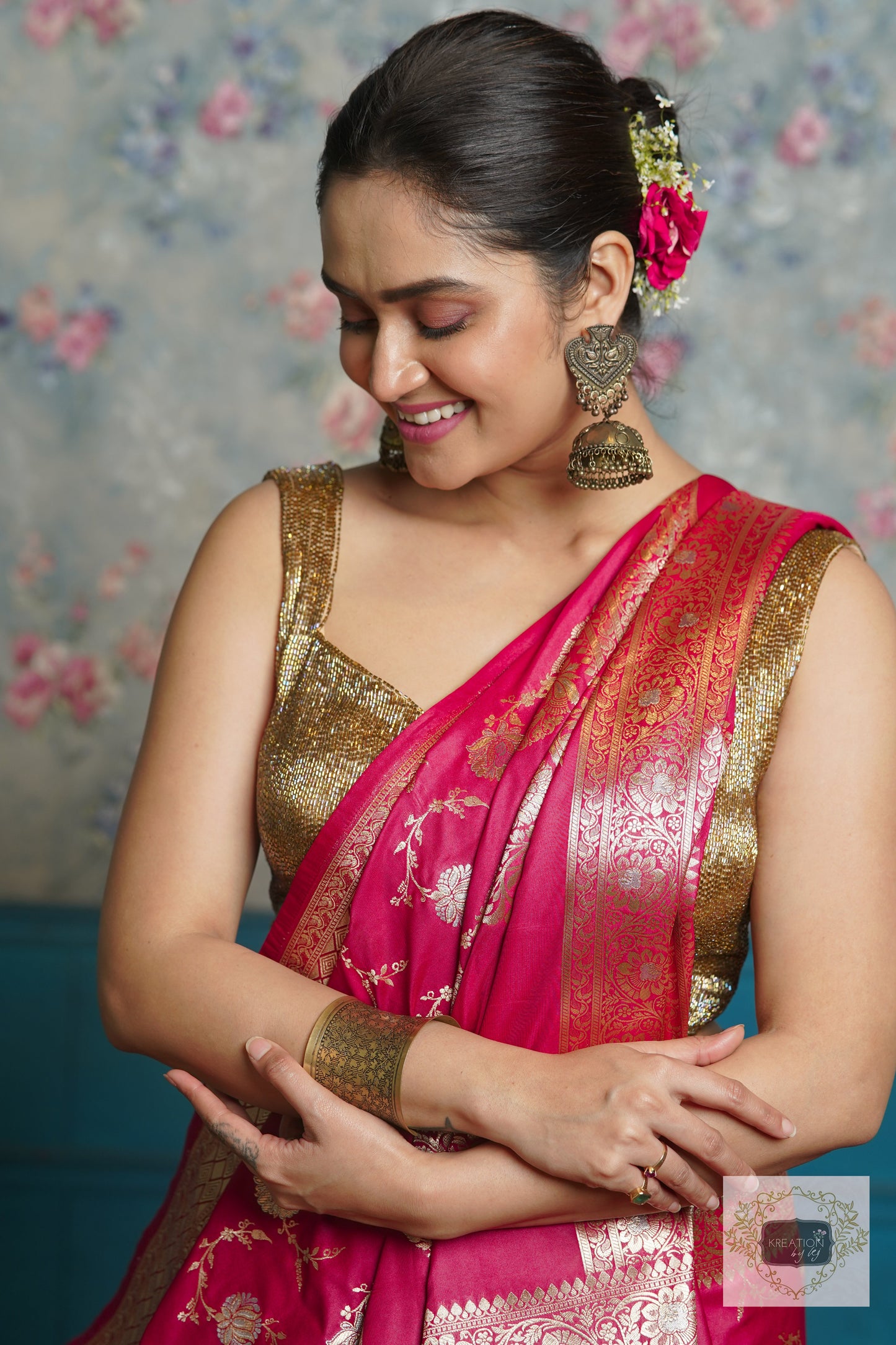 Maroon Banarasi Silk Saree For Bride kreationbykj