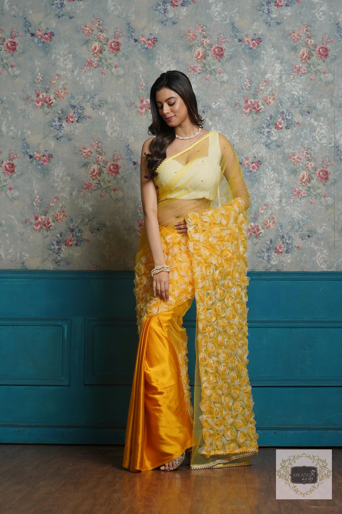 Yellow Drama Queen Saree kreationbykj