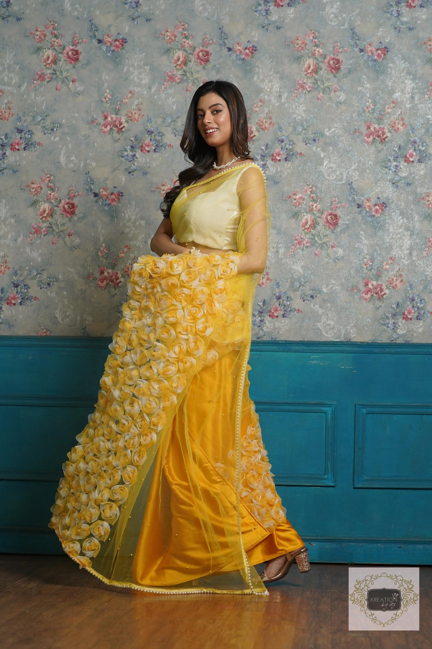 Yellow Drama Queen Saree kreationbykj