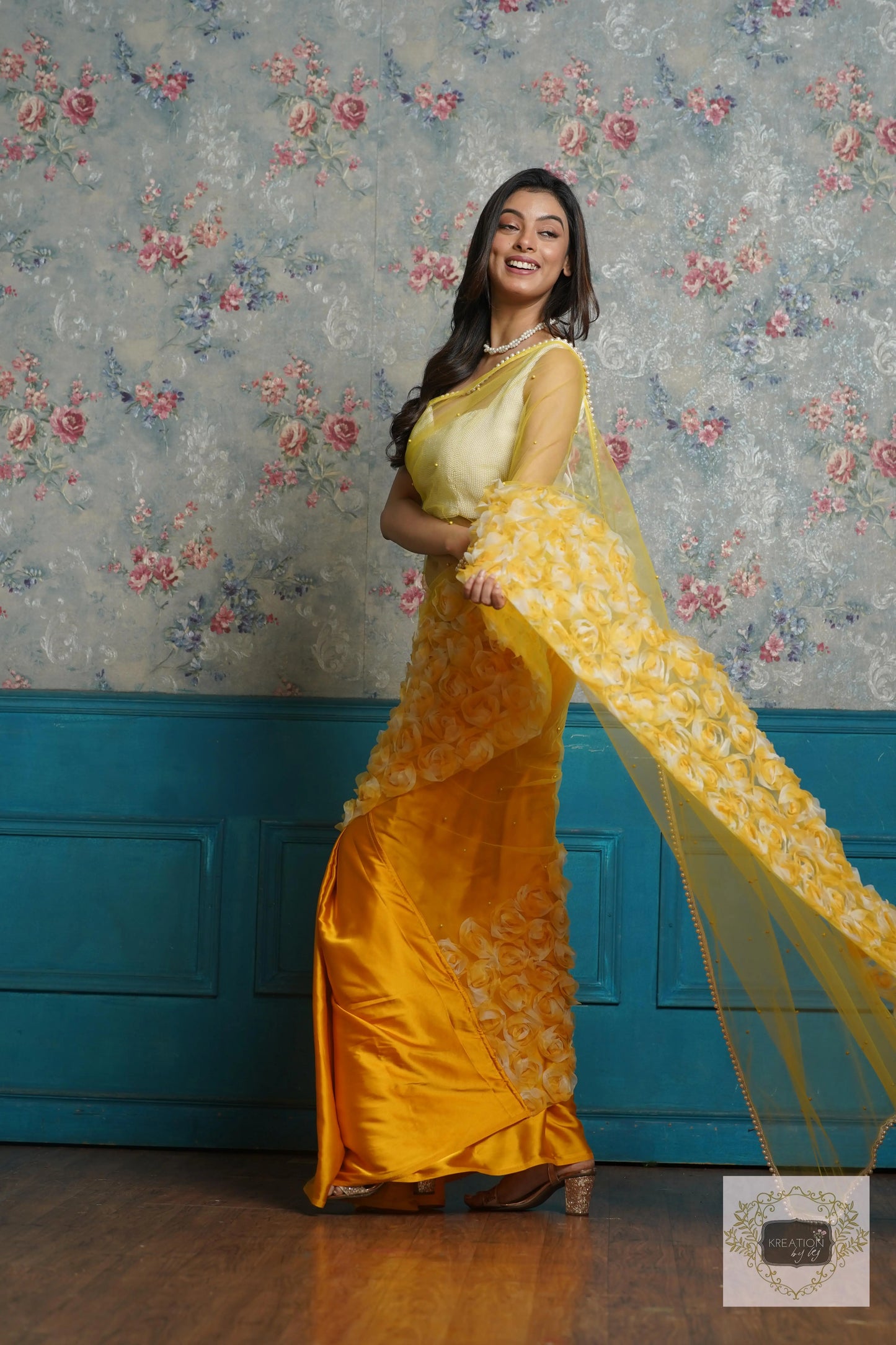 Yellow Drama Queen Saree kreationbykj