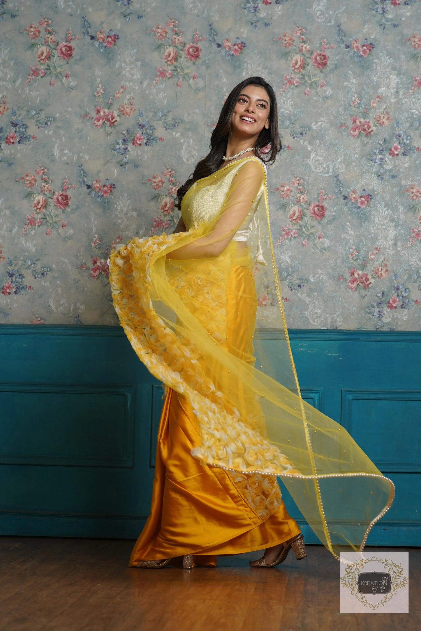 Yellow Drama Queen Saree kreationbykj