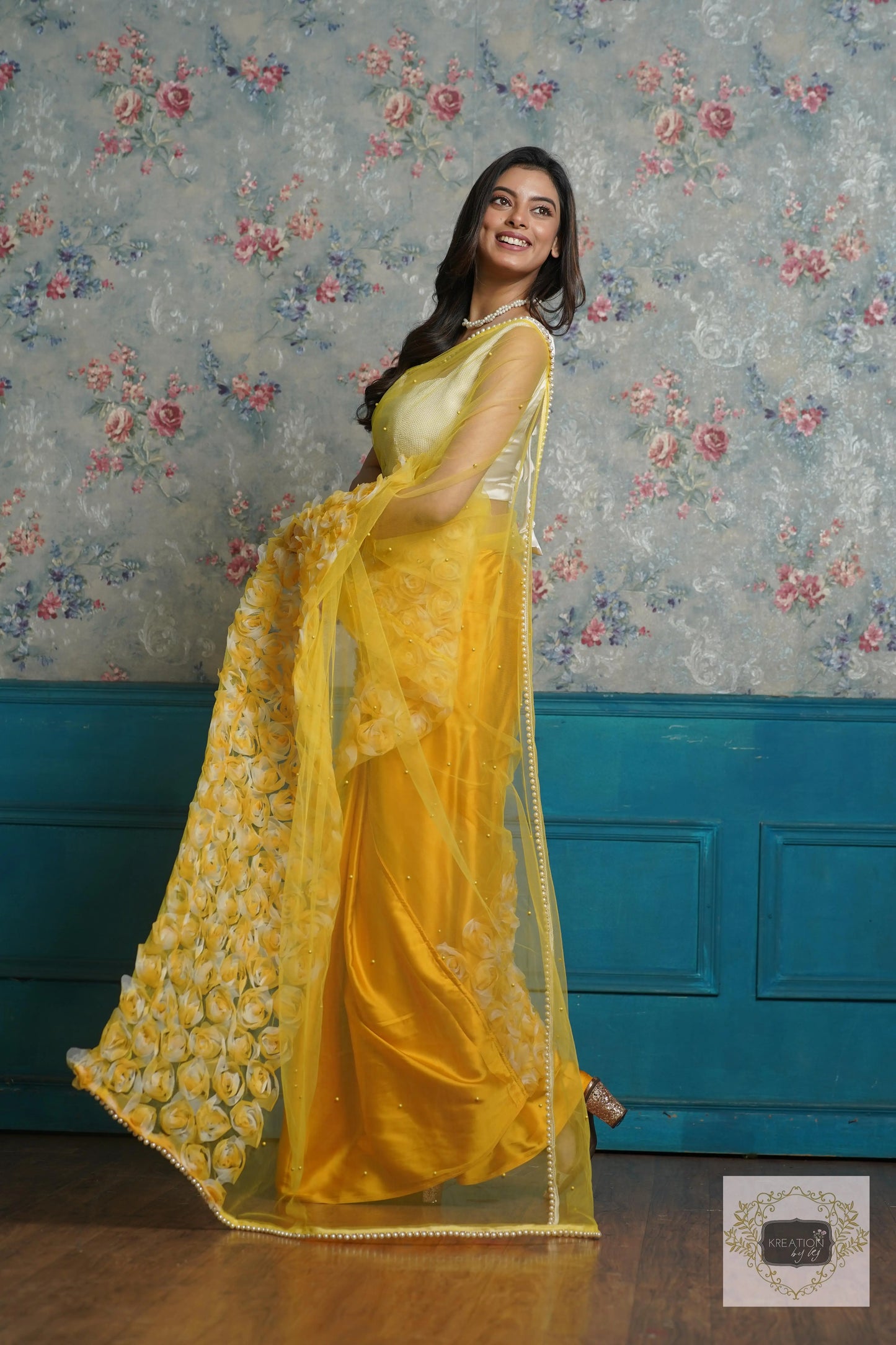 Yellow Drama Queen Saree kreationbykj
