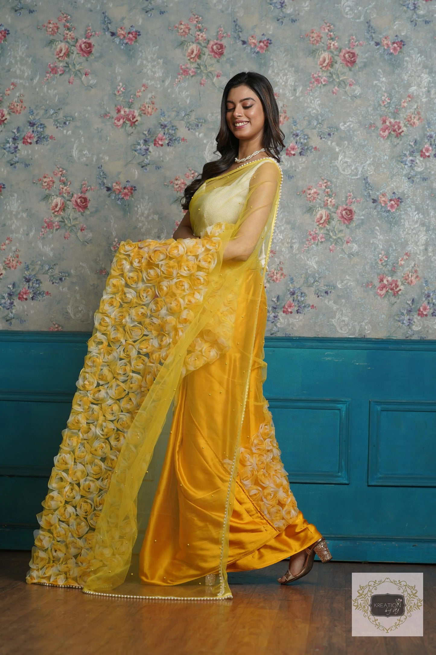 Yellow Drama Queen Saree kreationbykj