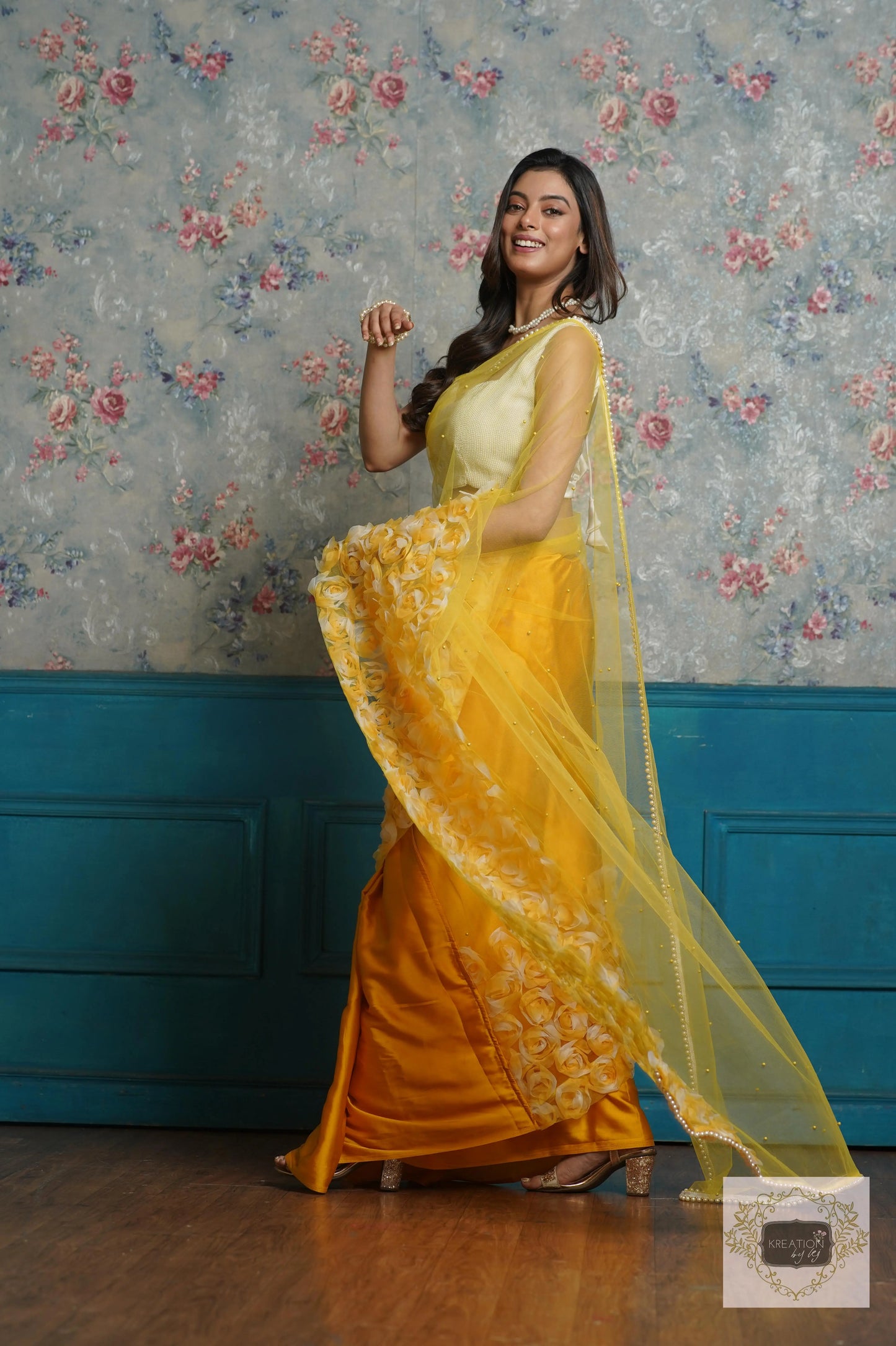 Yellow Drama Queen Saree kreationbykj