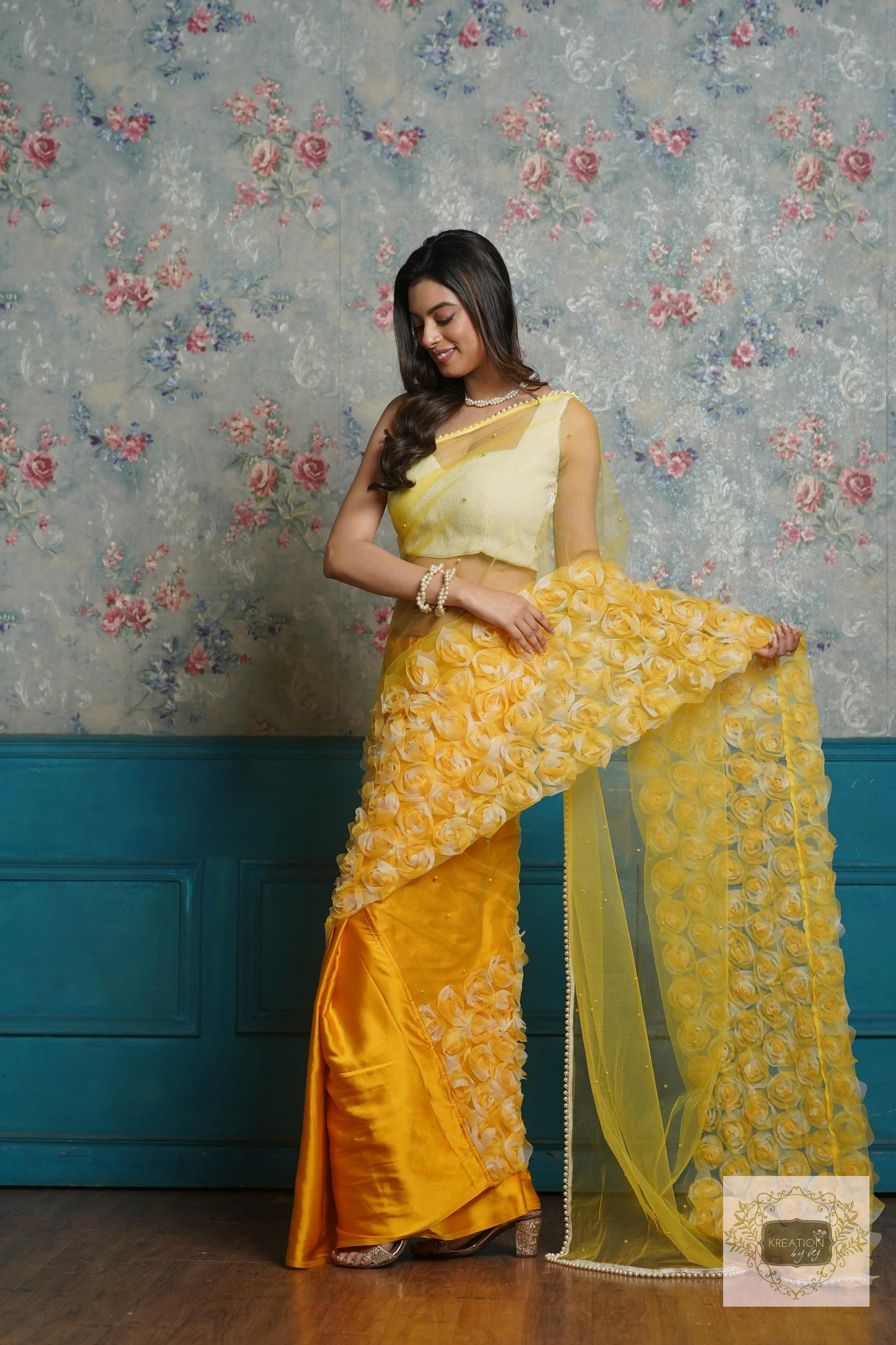 Yellow Drama Queen Saree kreationbykj