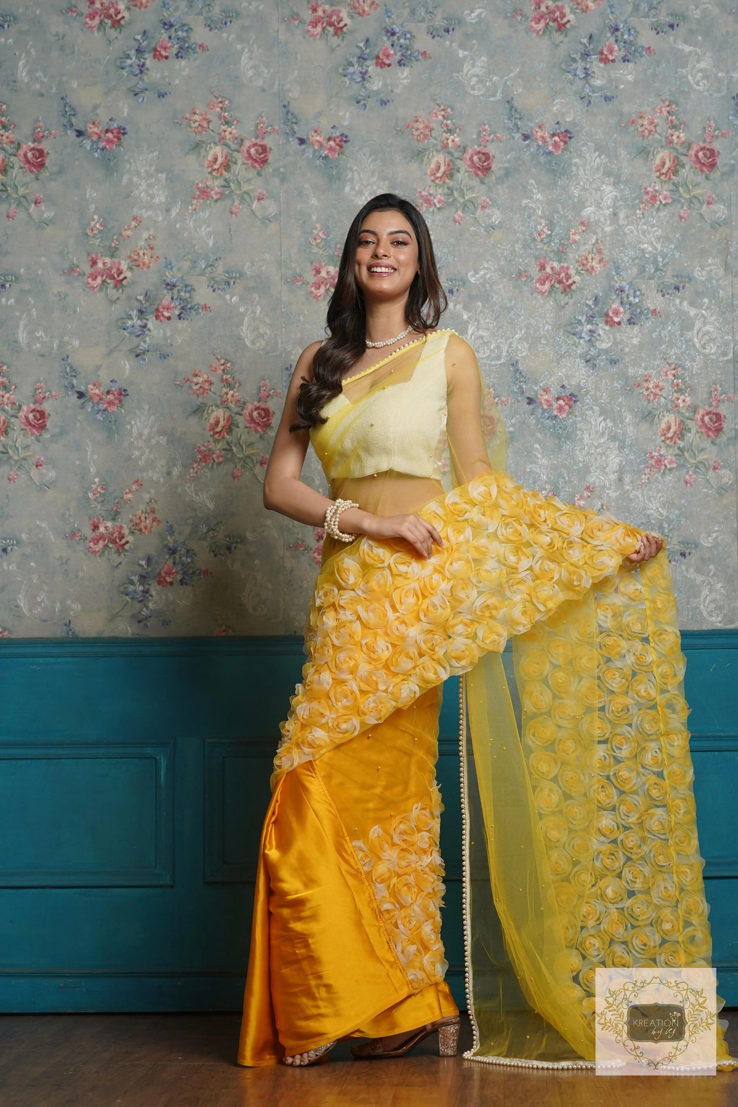 Yellow Drama Queen Saree kreationbykj