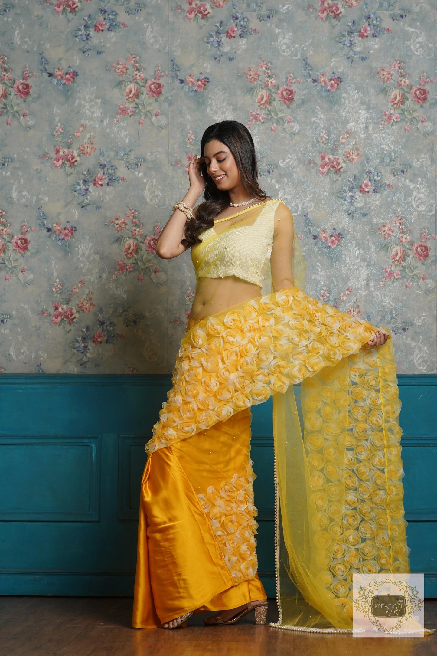 Yellow Drama Queen Saree kreationbykj