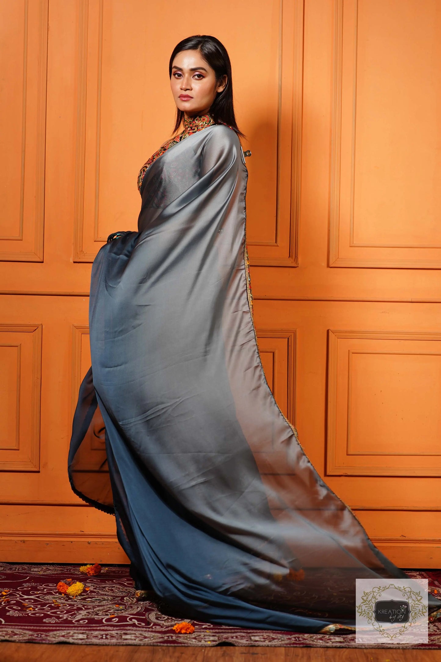Ash Ombre Cocktail Saree with Border kreationbykj