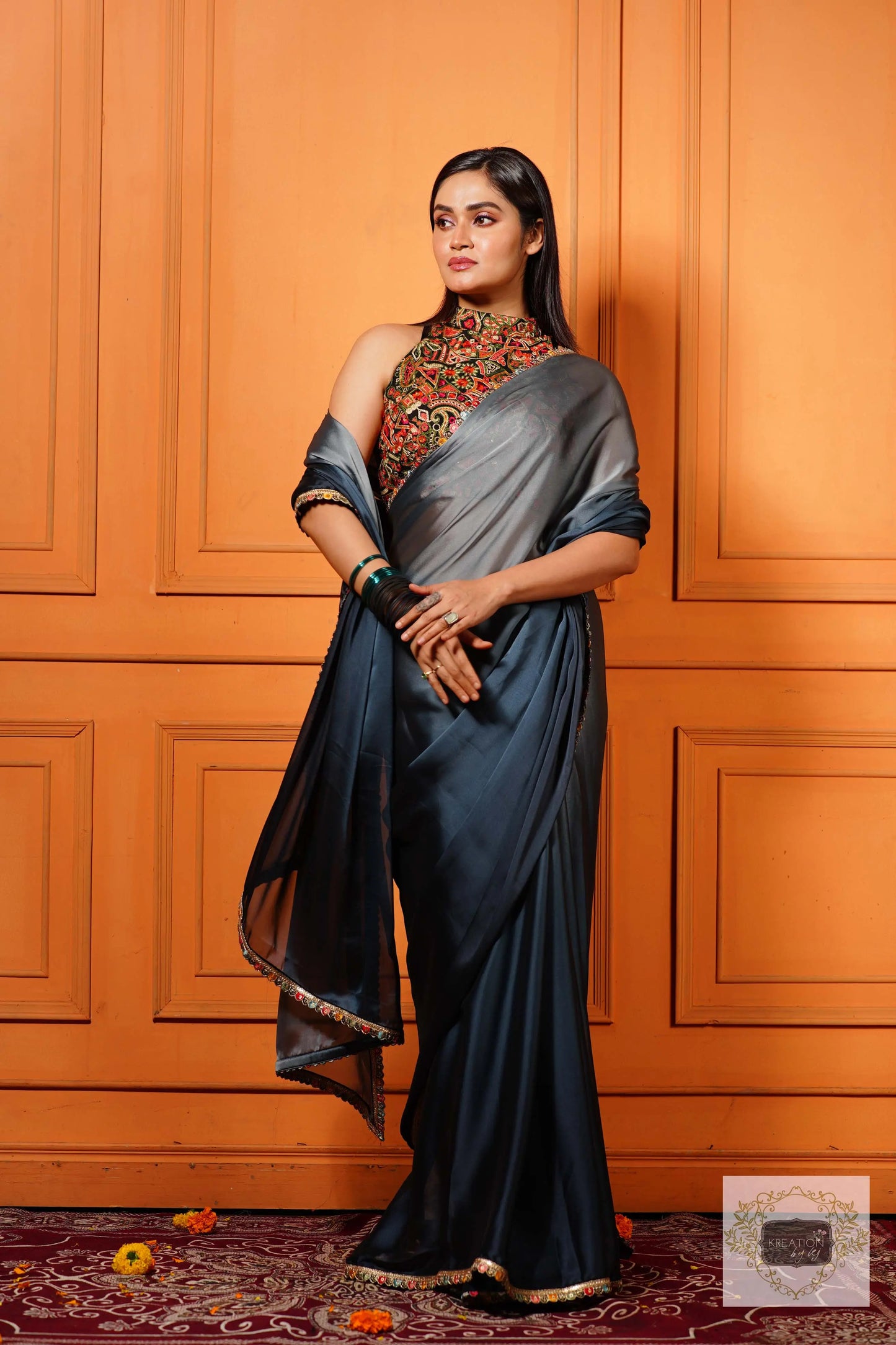 Ash Ombre Cocktail Saree with Border kreationbykj