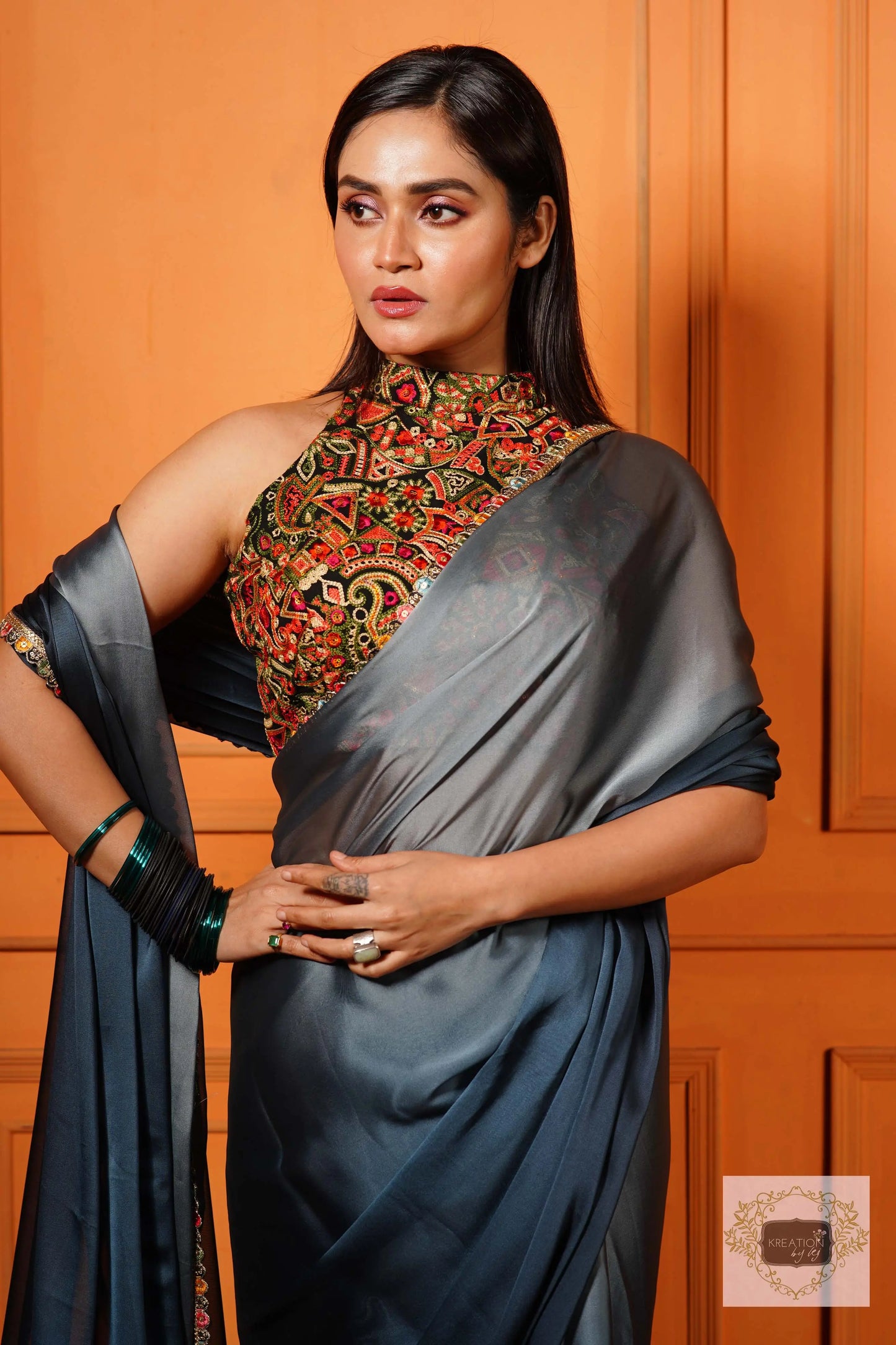 Ash Ombre Cocktail Saree with Border kreationbykj
