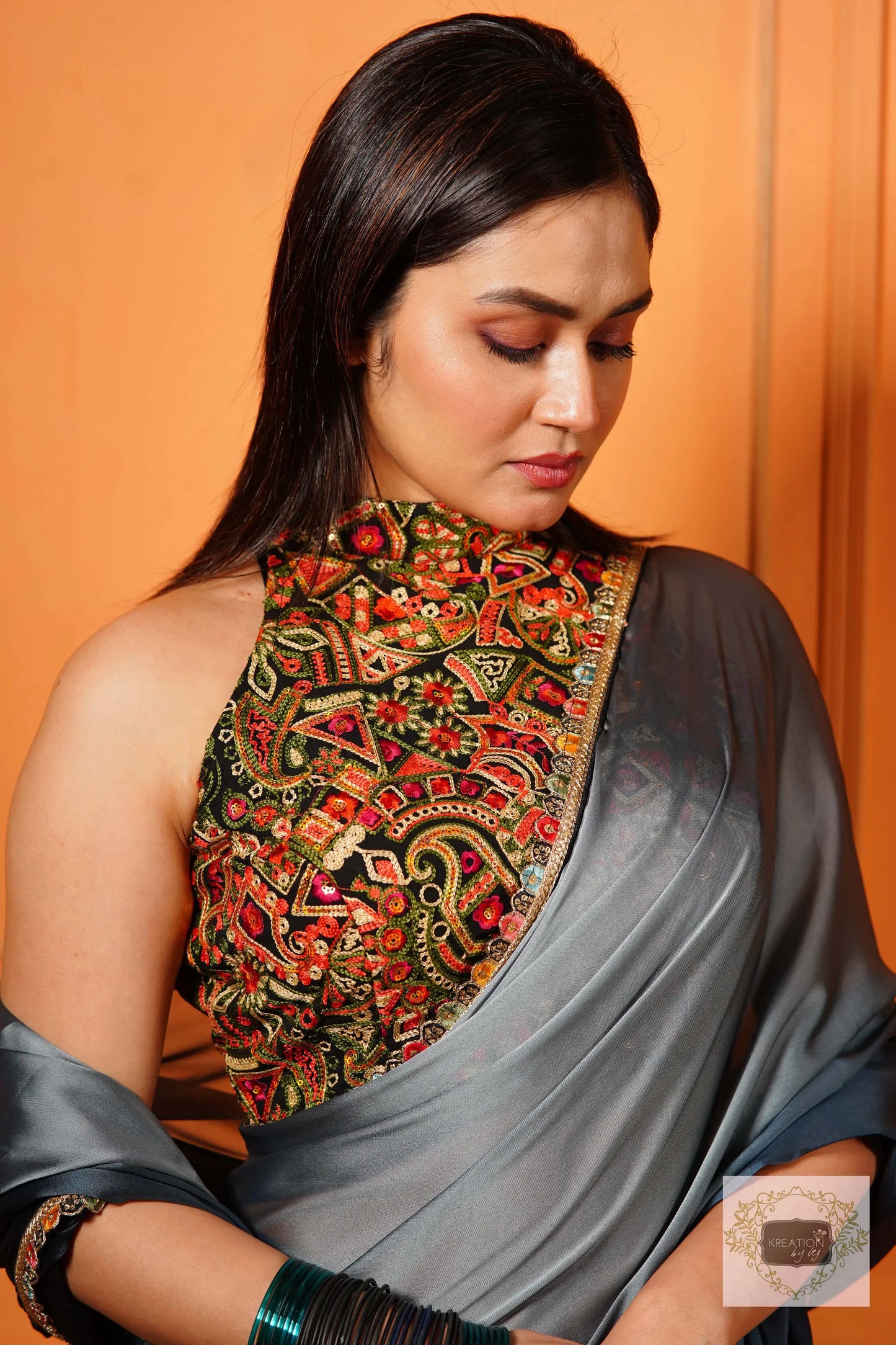 Black Satrangi Blouse kreationbykj