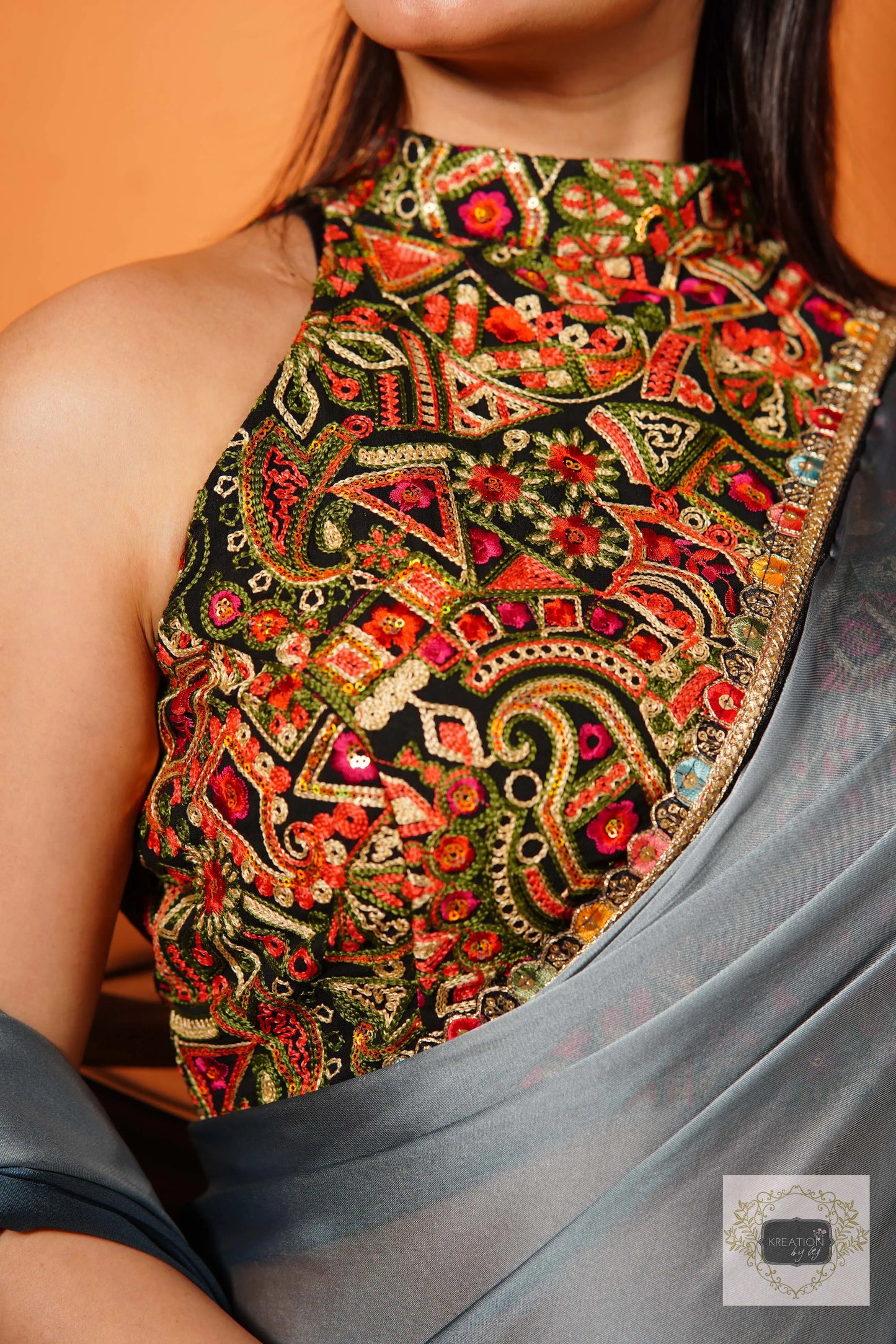 Black Satrangi Blouse kreationbykj