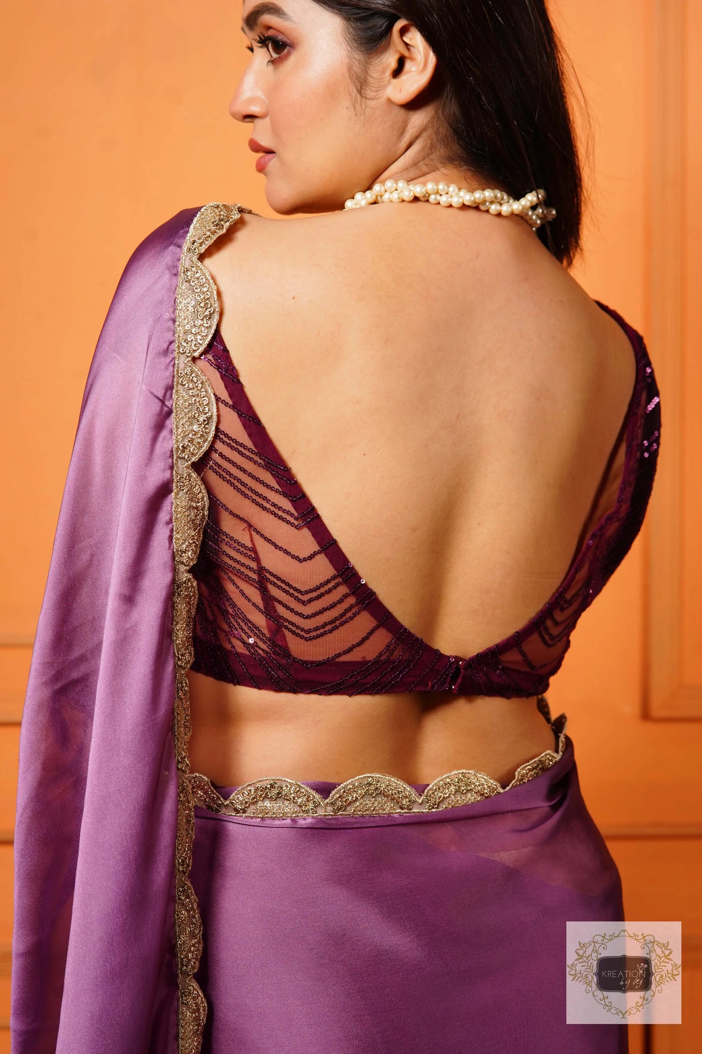 Wine Sequins Sleeveless Blouse kreationbykj