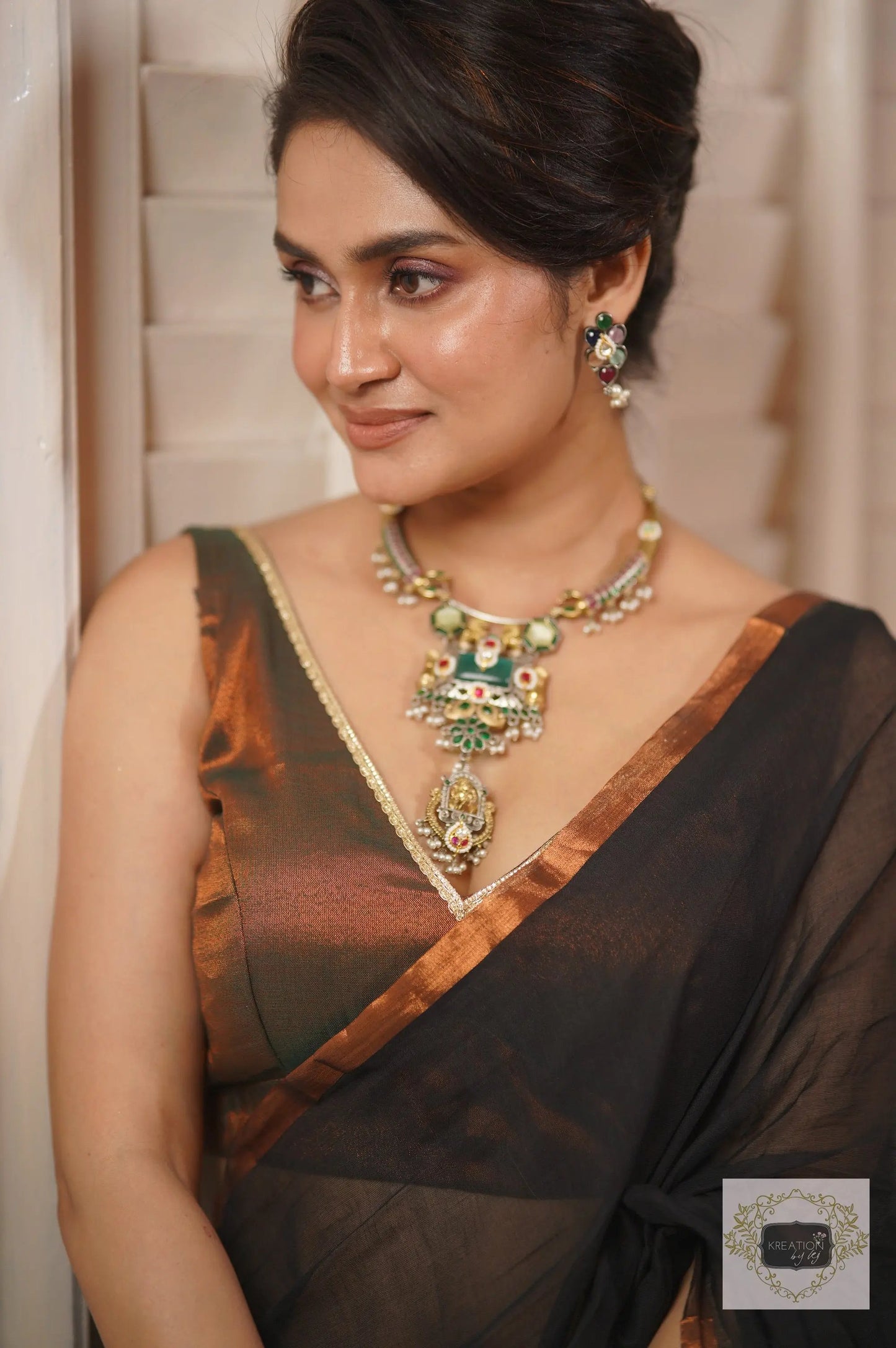 Black Beauty Mulmul Saree kreationbykj