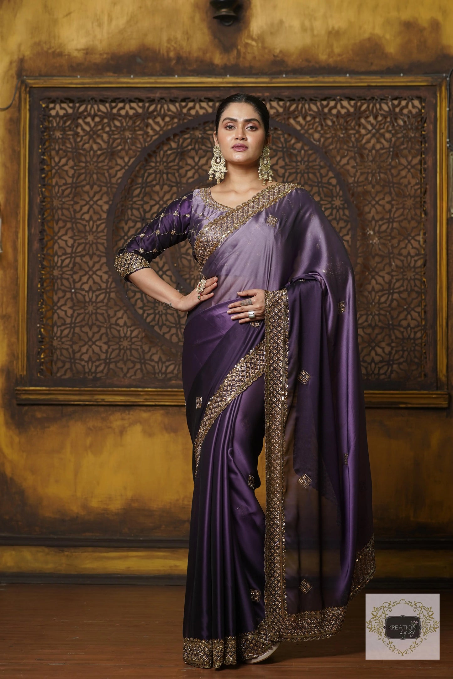 Amethyst Ombre Georgette Zeenat Saree kreationbykj