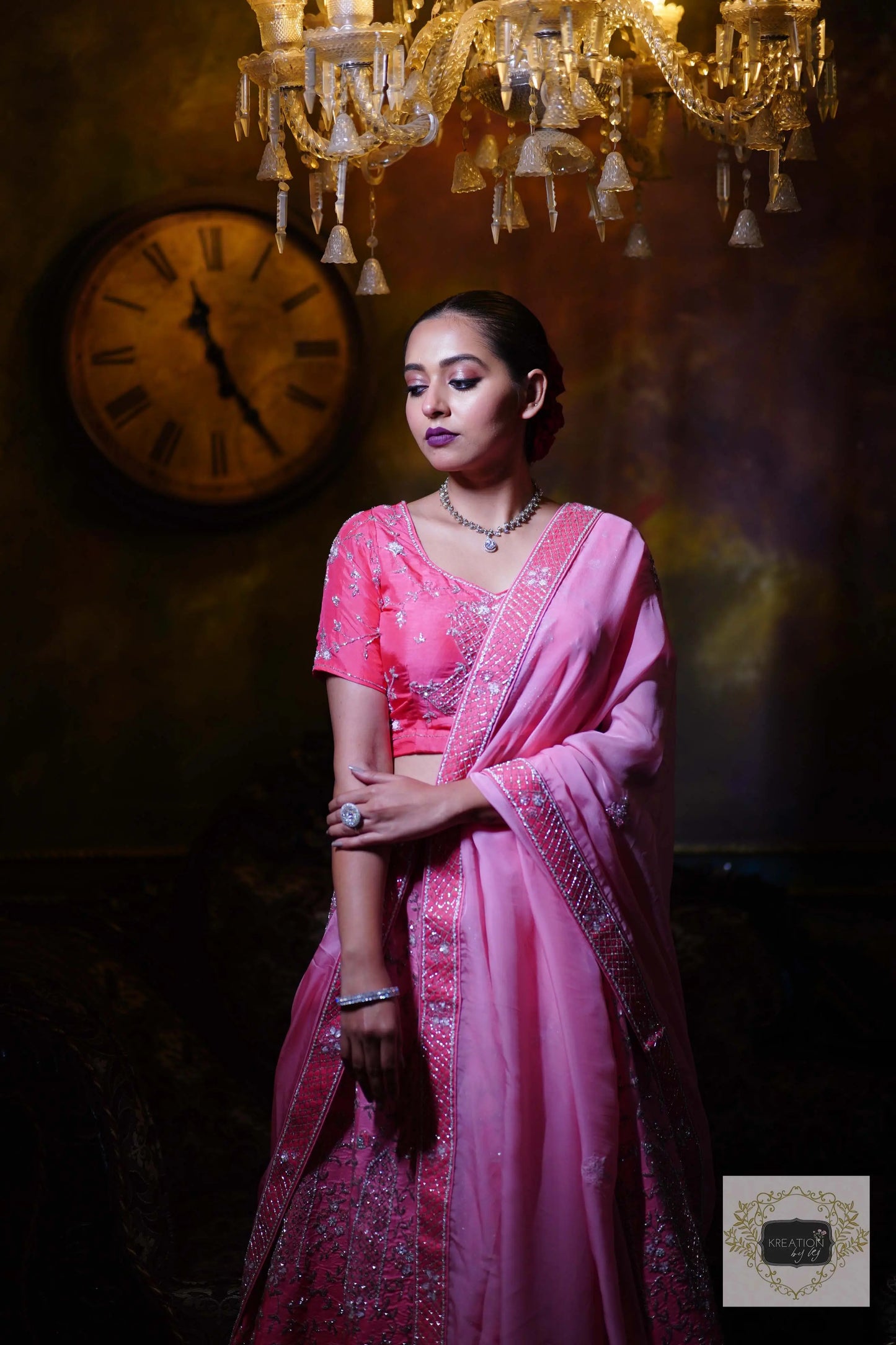 Ombre Pink Parfait Handembroidered Lehenga Set kreationbykj