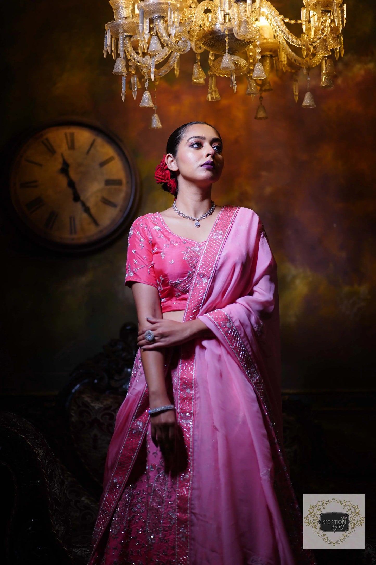 Ombre Pink Parfait Handembroidered Lehenga Set kreationbykj
