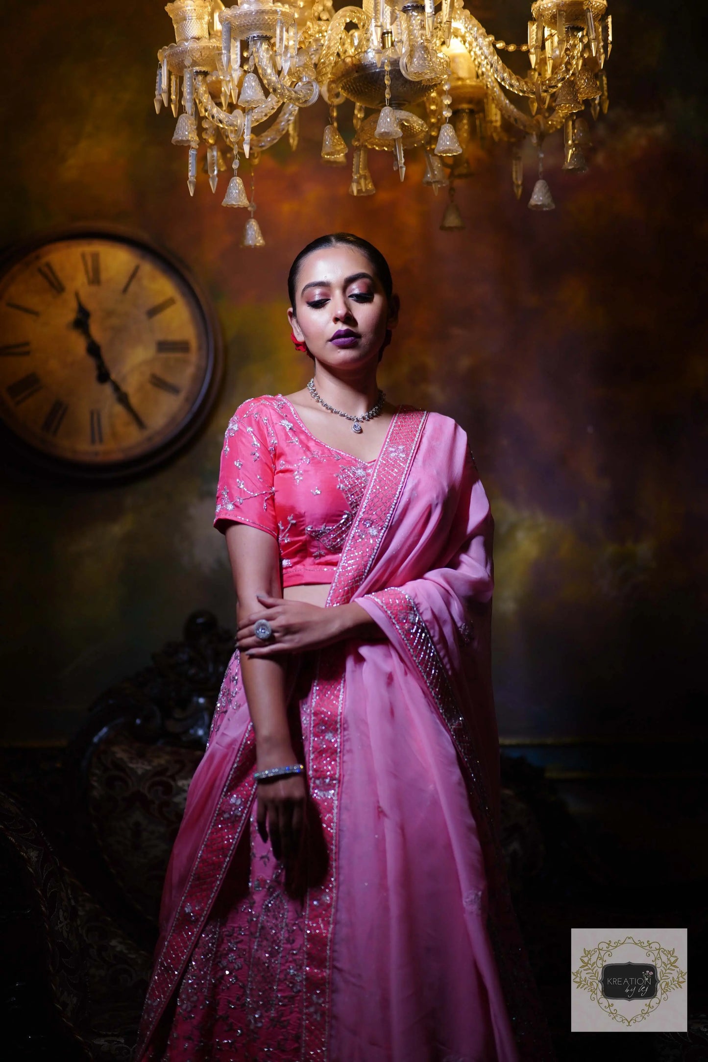 Ombre Pink Parfait Handembroidered Lehenga Set kreationbykj