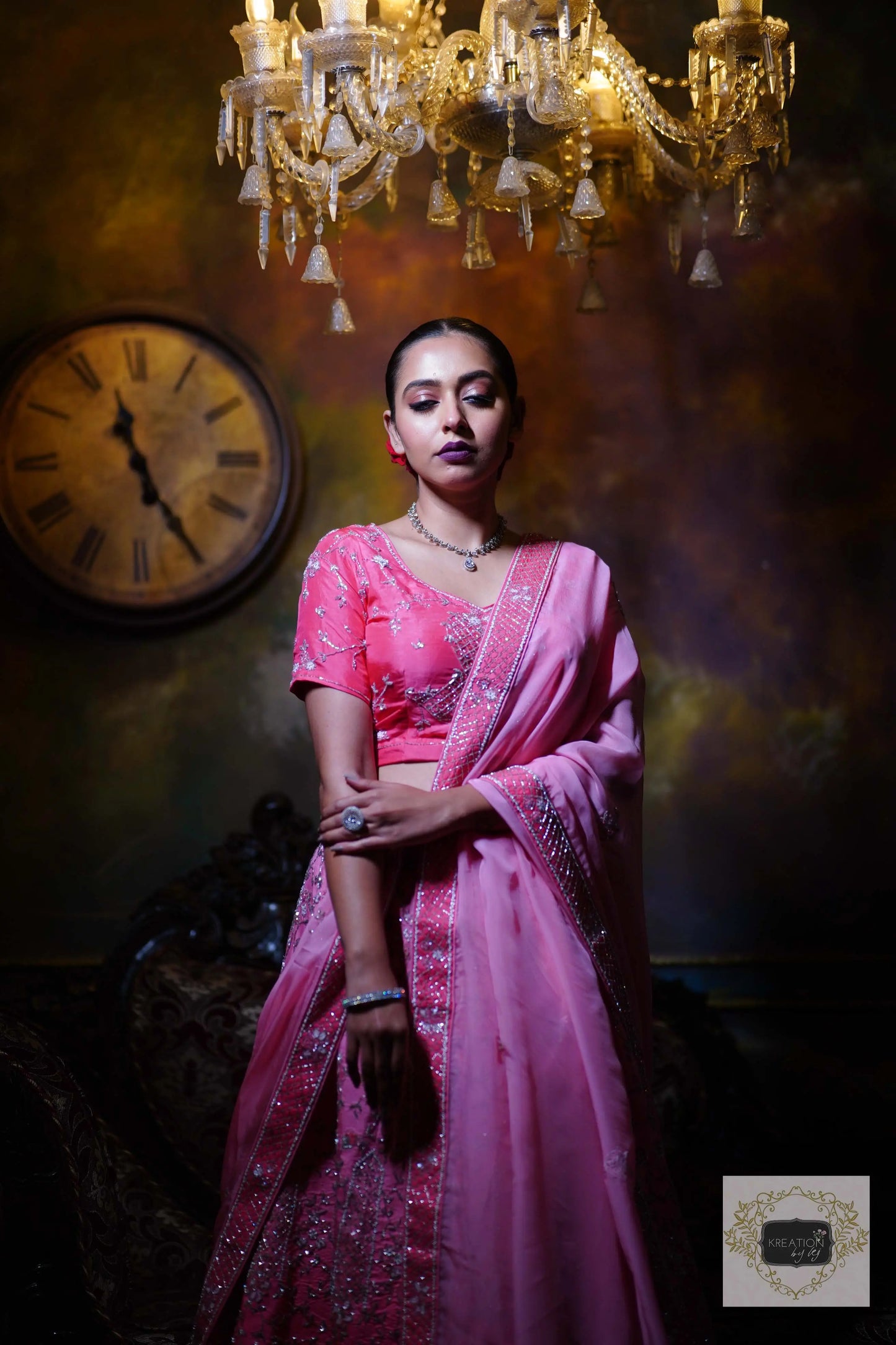 Ombre Pink Parfait Handembroidered Lehenga Set kreationbykj