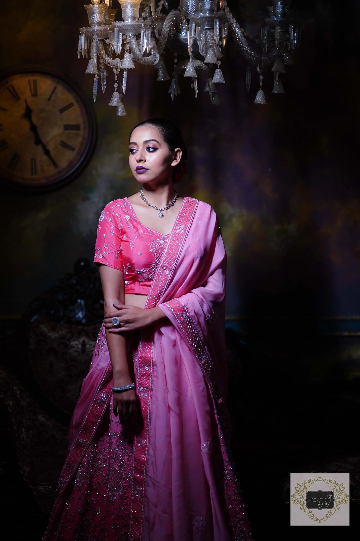 Ombre Pink Parfait Handembroidered Lehenga Set kreationbykj