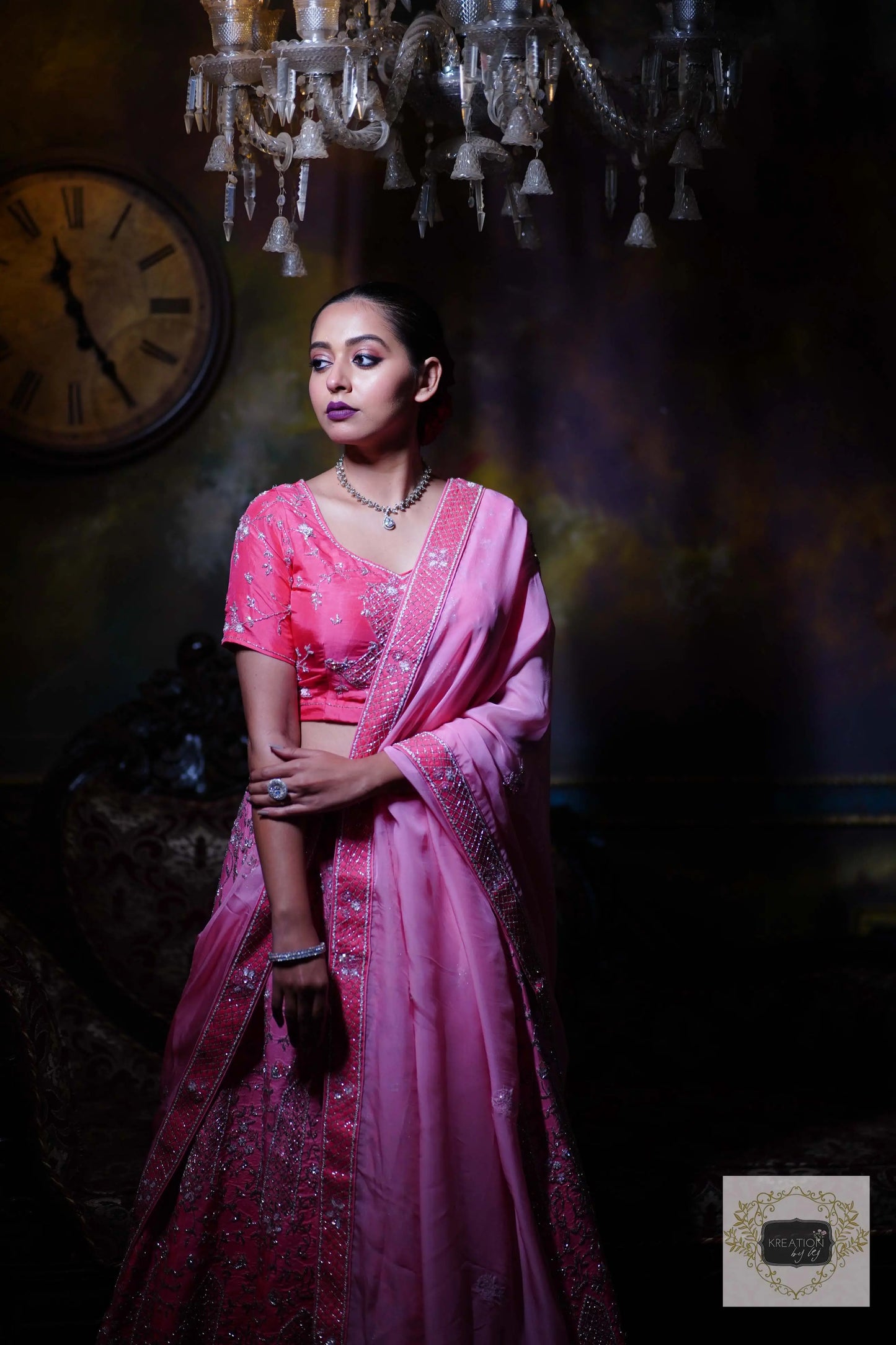 Ombre Pink Parfait Handembroidered Lehenga Set kreationbykj