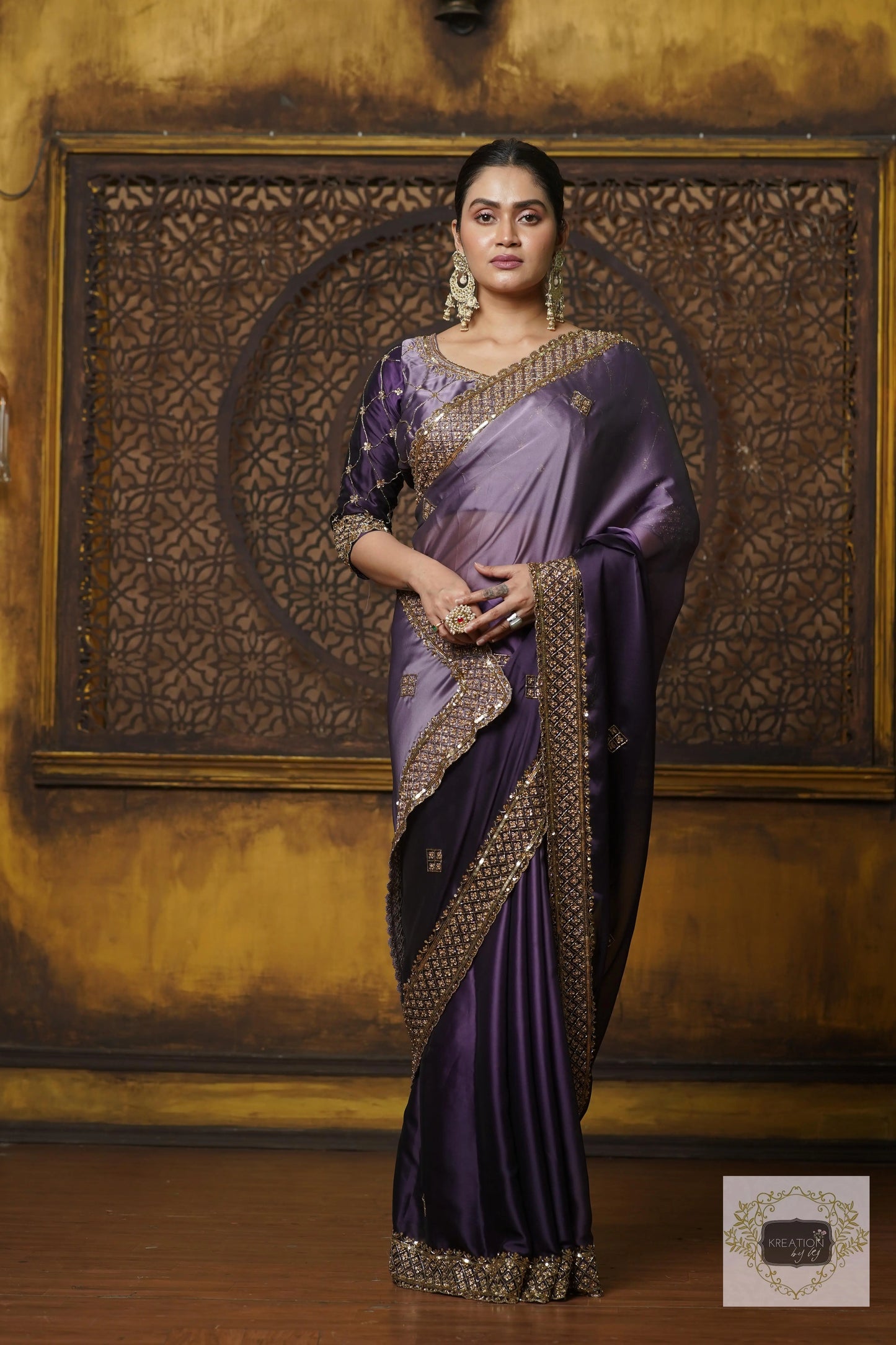 Amethyst Ombre Georgette Zeenat Saree kreationbykj