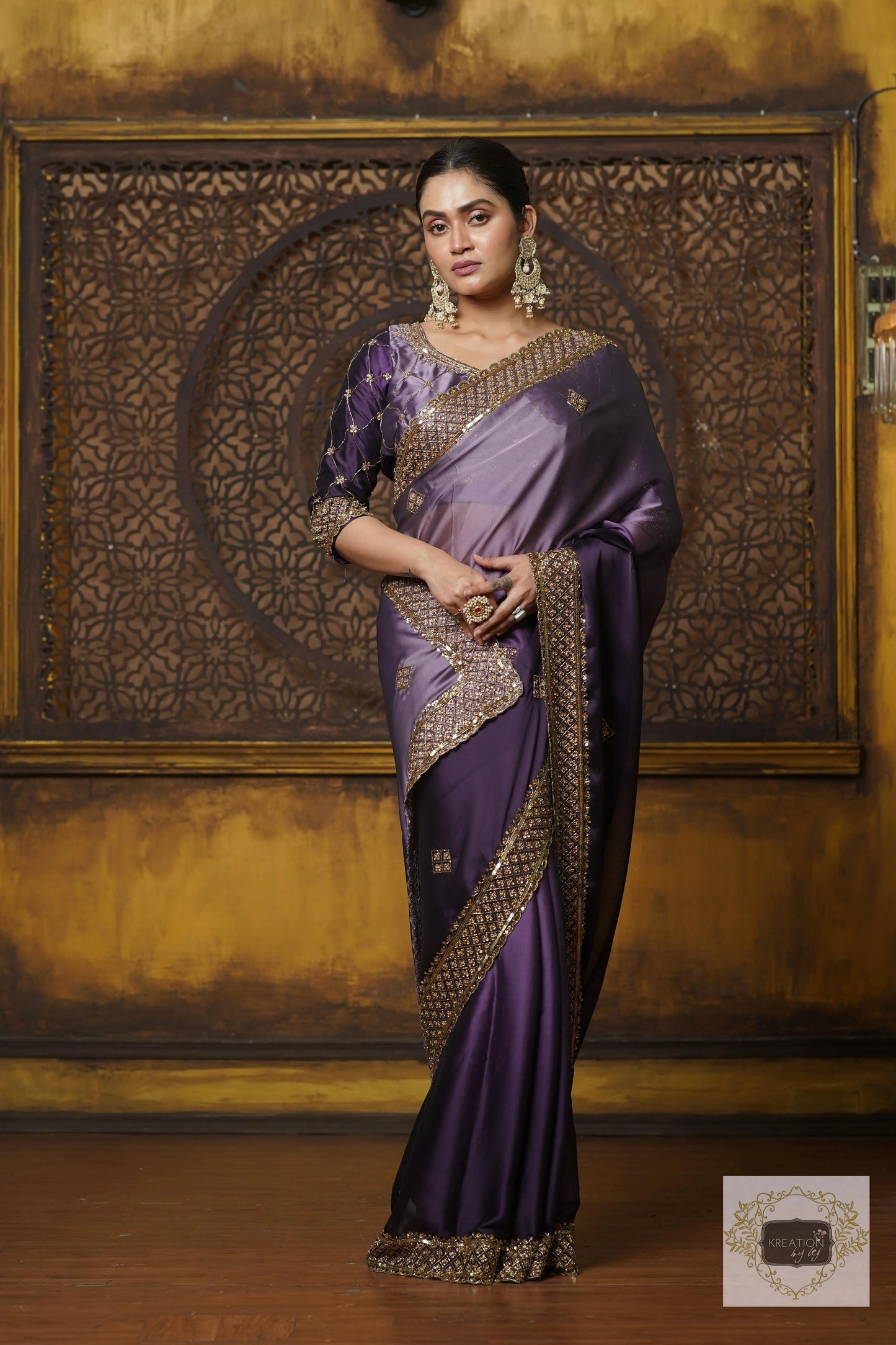 Amethyst Ombre Georgette Zeenat Saree kreationbykj