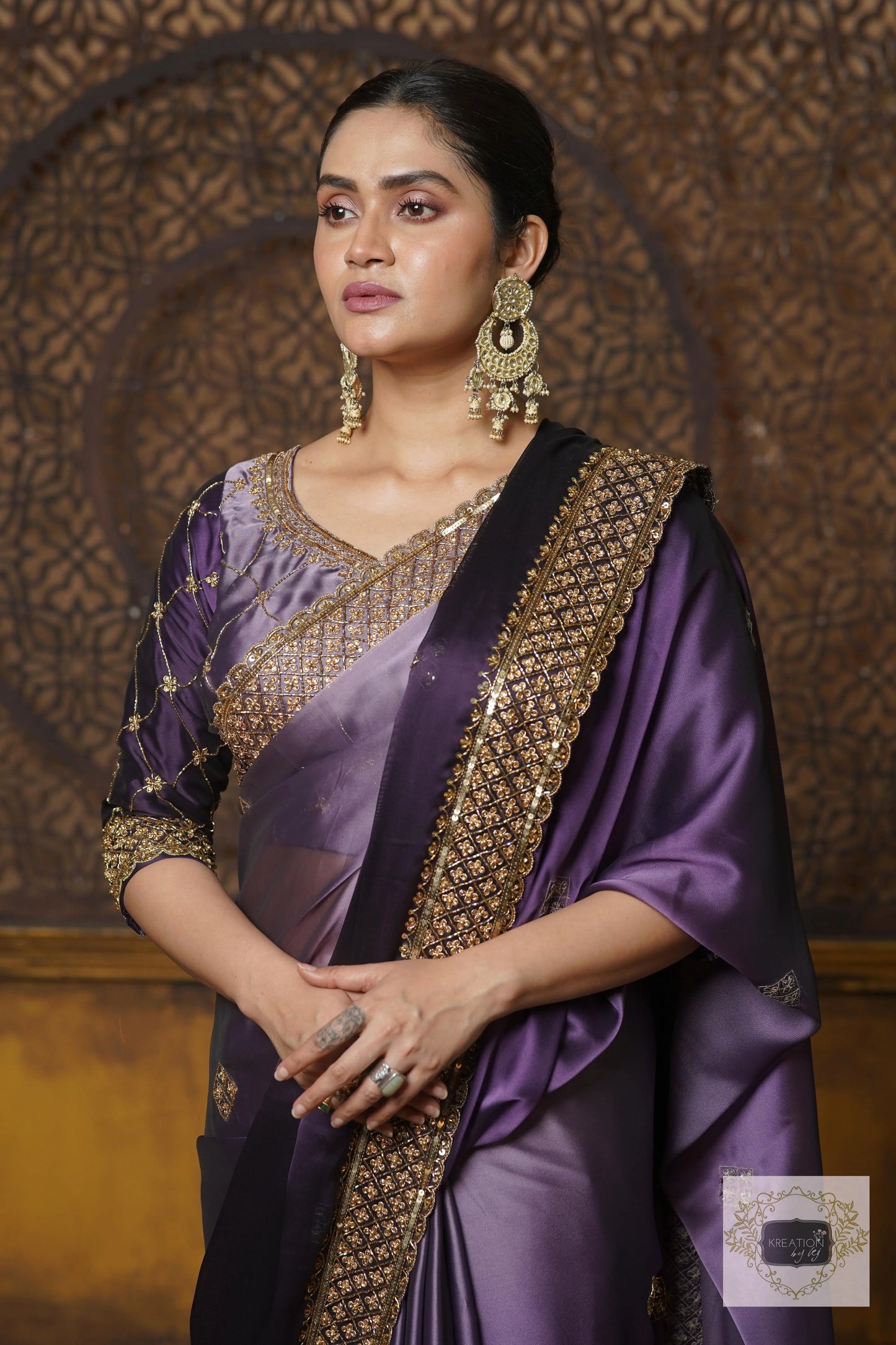 Amethyst Ombre Georgette Zeenat Saree kreationbykj