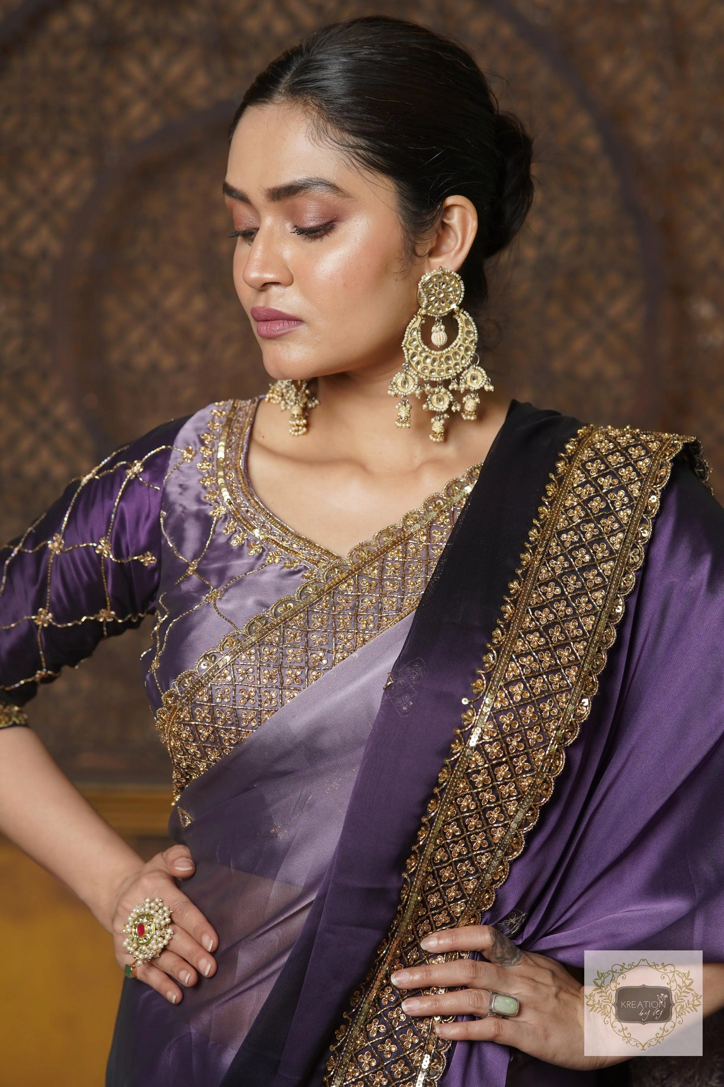 Amethyst Ombre Georgette Zeenat Saree kreationbykj