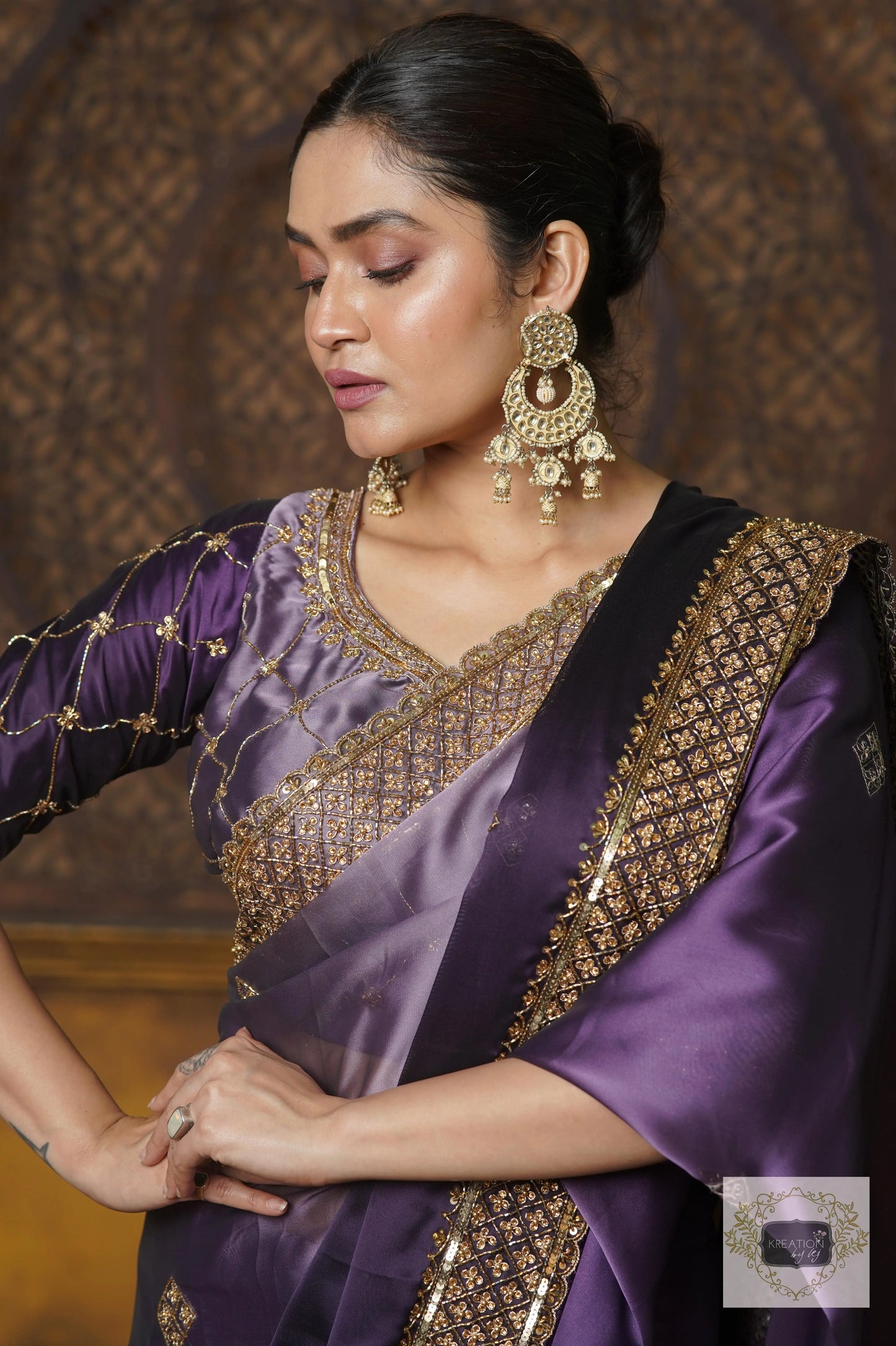 Amethyst Ombre Georgette Zeenat Saree kreationbykj