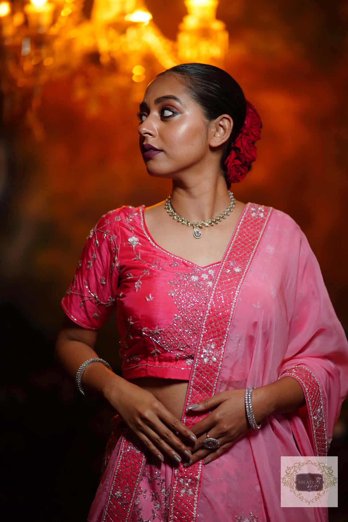 Ombre Pink Parfait Handembroidered Lehenga Set kreationbykj