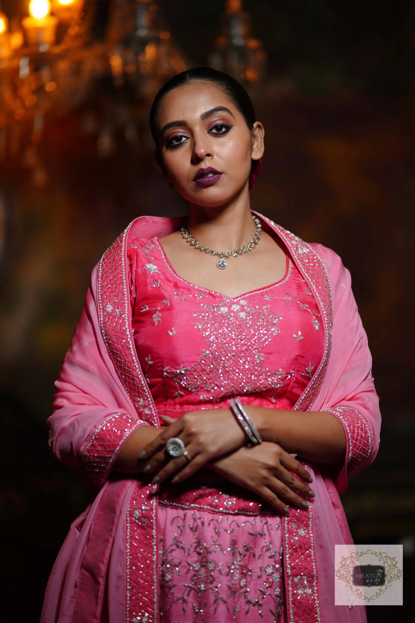 Ombre Pink Parfait Handembroidered Lehenga Set kreationbykj