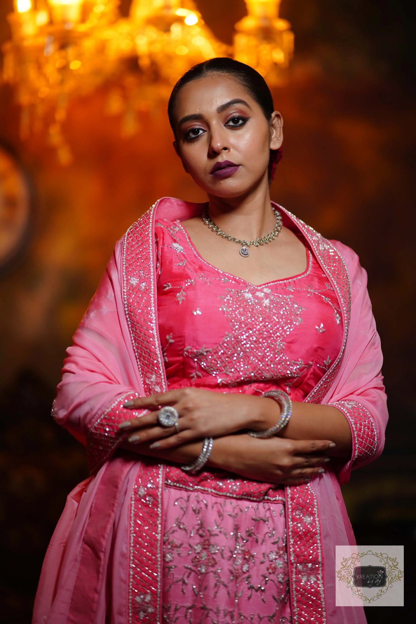 Ombre Pink Parfait Handembroidered Lehenga Set kreationbykj