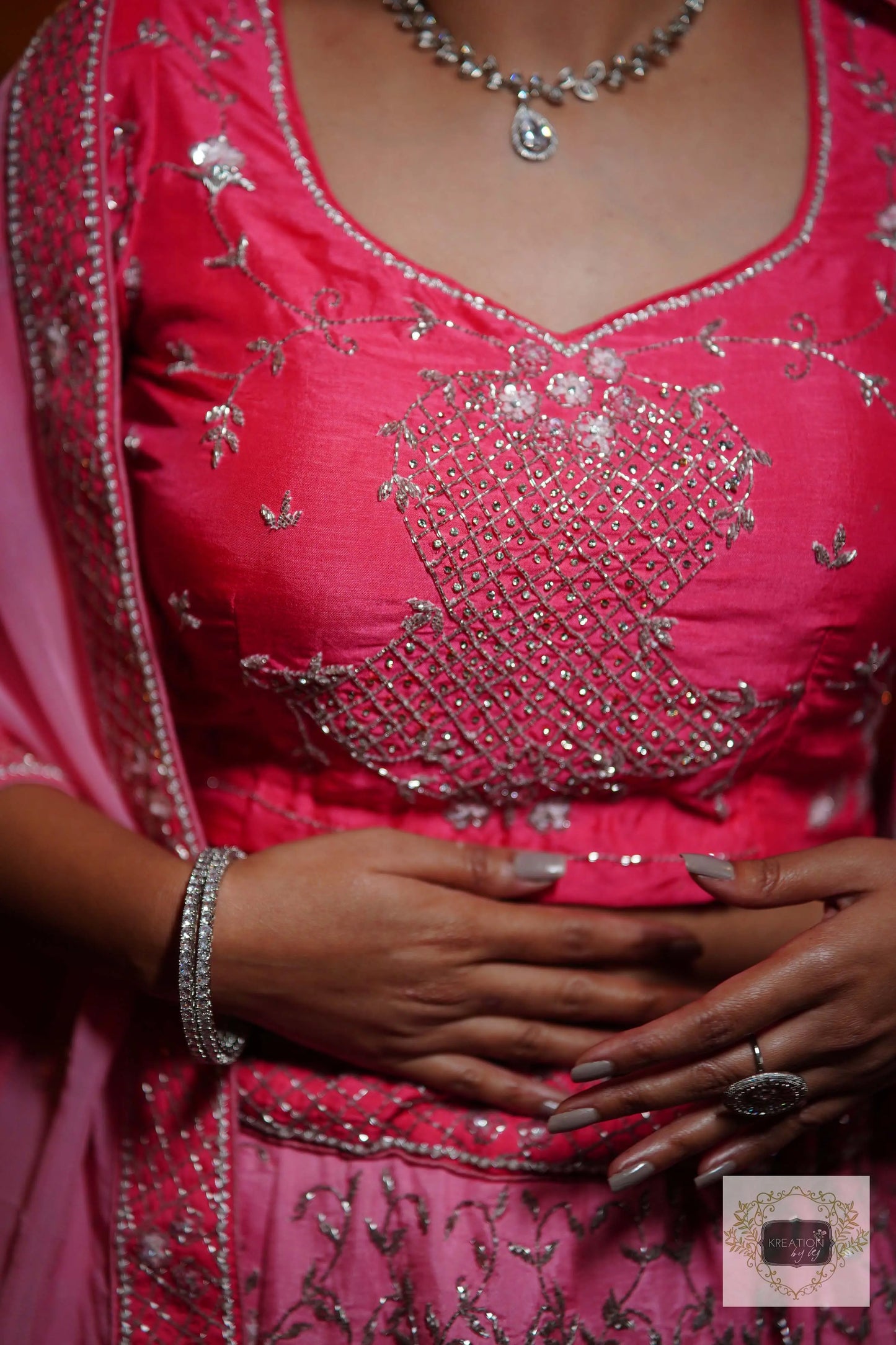 Ombre Pink Parfait Handembroidered Lehenga Set kreationbykj