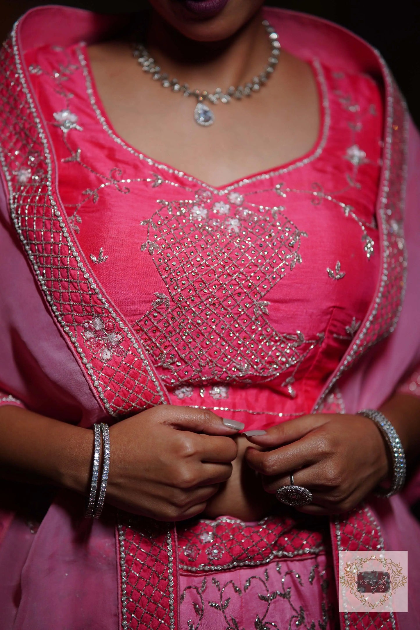Ombre Pink Parfait Handembroidered Lehenga Set kreationbykj
