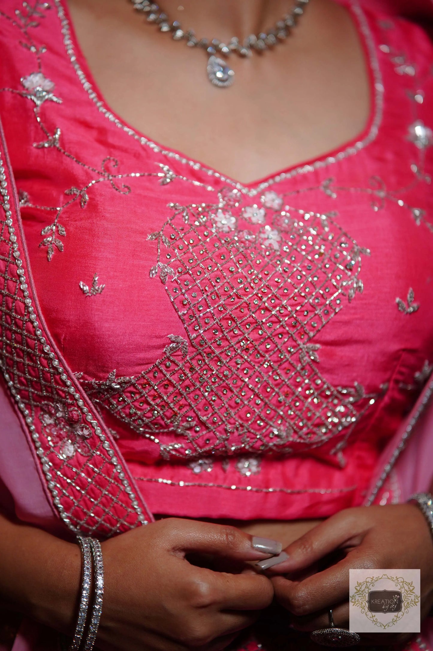 Ombre Pink Parfait Handembroidered Lehenga Set kreationbykj