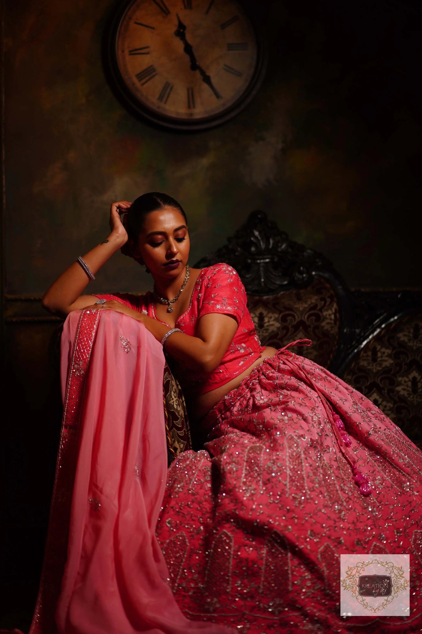 Ombre Pink Parfait Handembroidered Lehenga Set kreationbykj