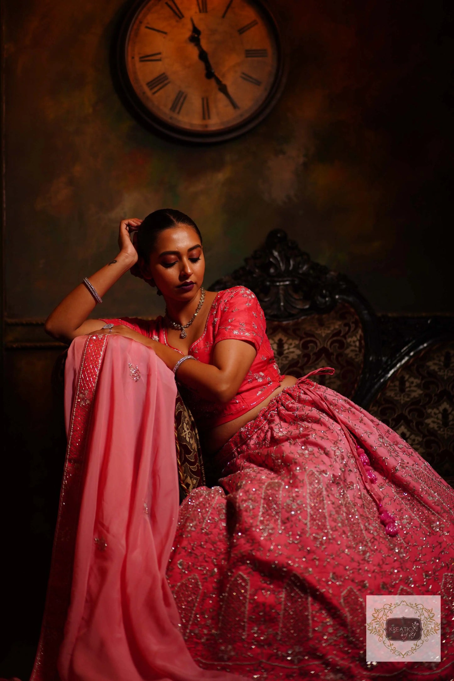 Ombre Pink Parfait Handembroidered Lehenga Set kreationbykj