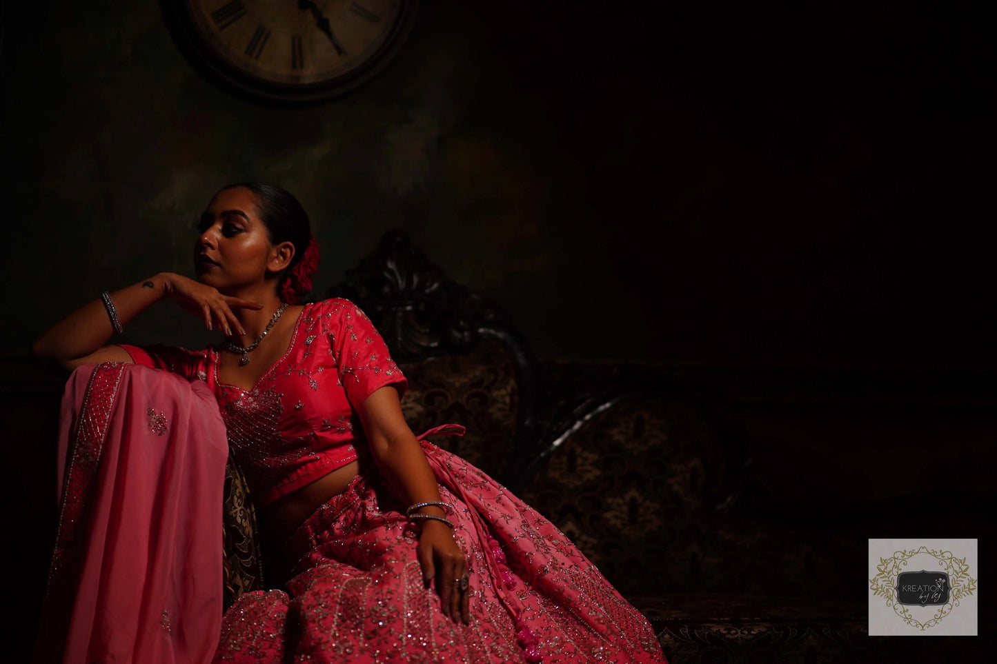 Ombre Pink Parfait Handembroidered Lehenga Set kreationbykj