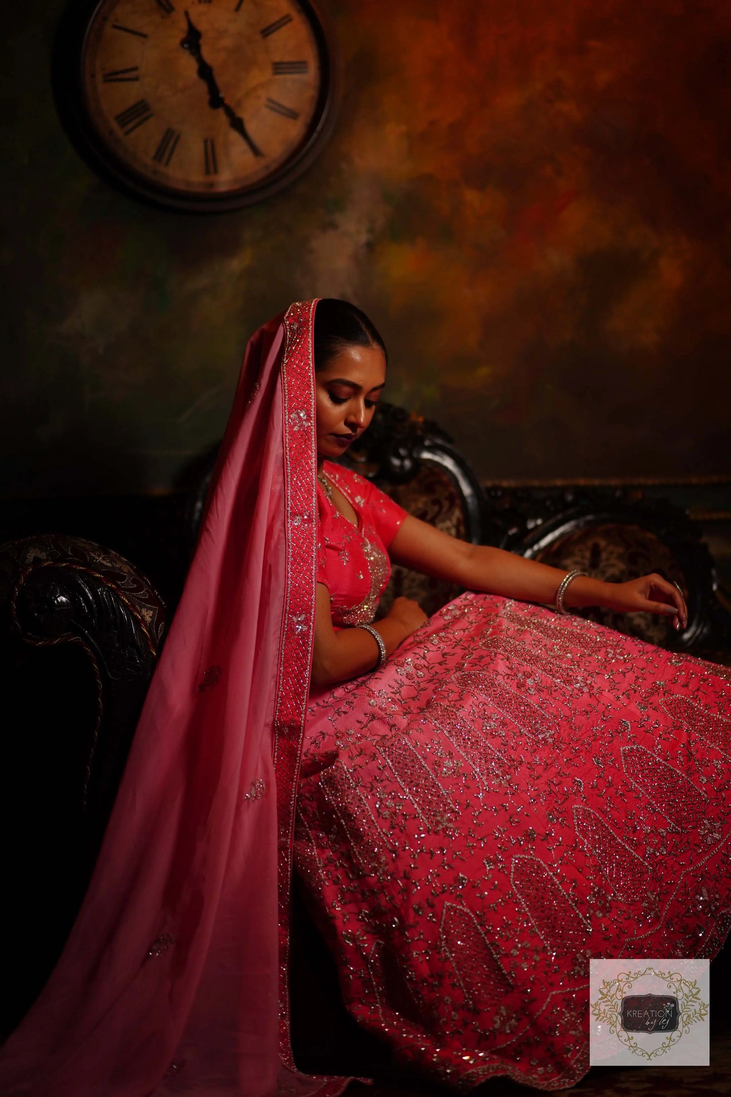 Ombre Pink Parfait Handembroidered Lehenga Set kreationbykj