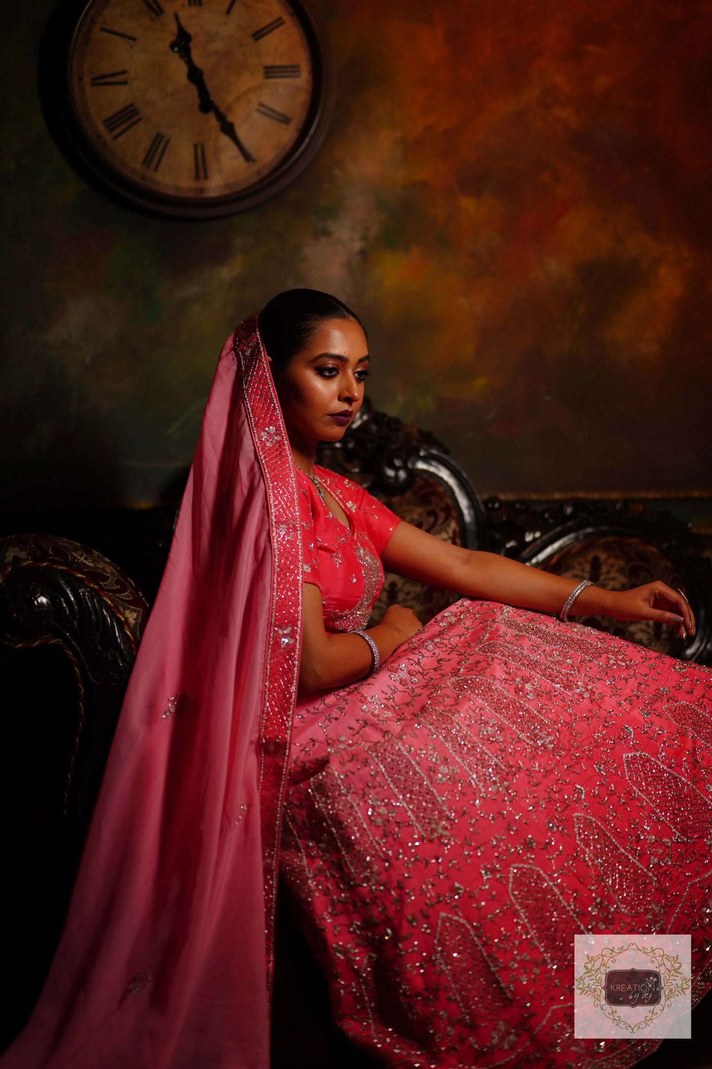 Ombre Pink Parfait Handembroidered Lehenga Set kreationbykj