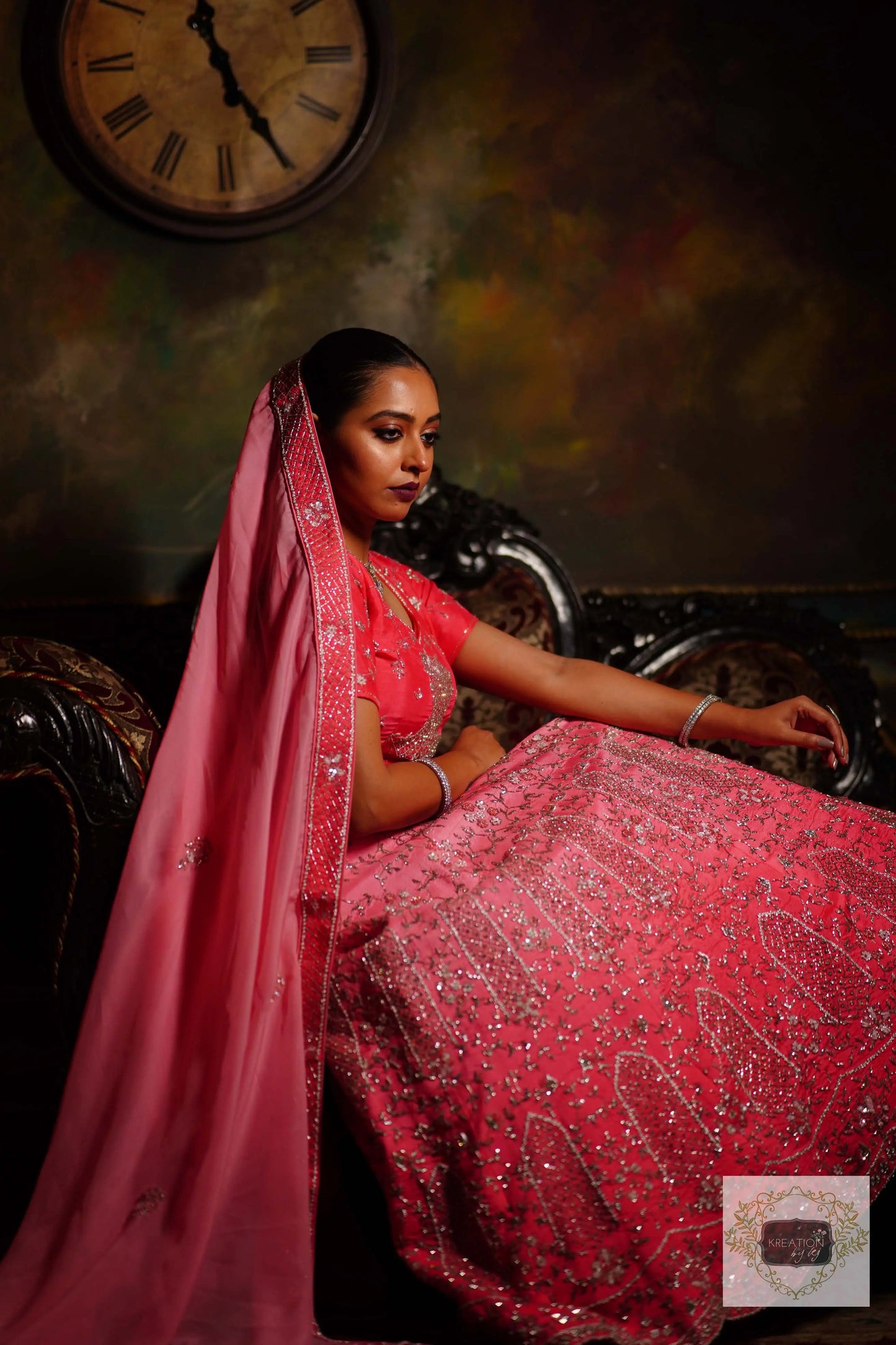 Ombre Pink Parfait Handembroidered Lehenga Set kreationbykj