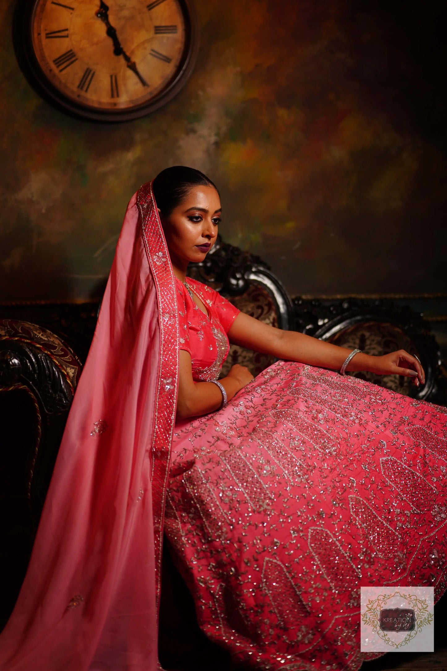 Ombre Pink Parfait Handembroidered Lehenga Set kreationbykj
